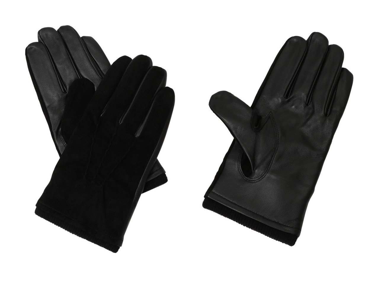 【上質スエードとレザーが放つ洗練ムードのユニセックスグローブ】メゾンスペシャル(MAISON SPECIAL)の通販 おすすめ人気トレンドファッション通販アイテム インテリア・キッズ・メンズ・レディースファッション・服の通販 founy(ファニー) 　ファッション　Fashion　レディースファッション　Fashion for Women　ユニセックス　Unisex, Genderless　カフス　Cuff Design　ギフト プレゼント　Gift / Present　フォルム　Silhouette, Form　冬　Winter / This Winter　新作・新入荷　New Arrivals / New In　ブラック系　Black　|ID:crp329100000226105