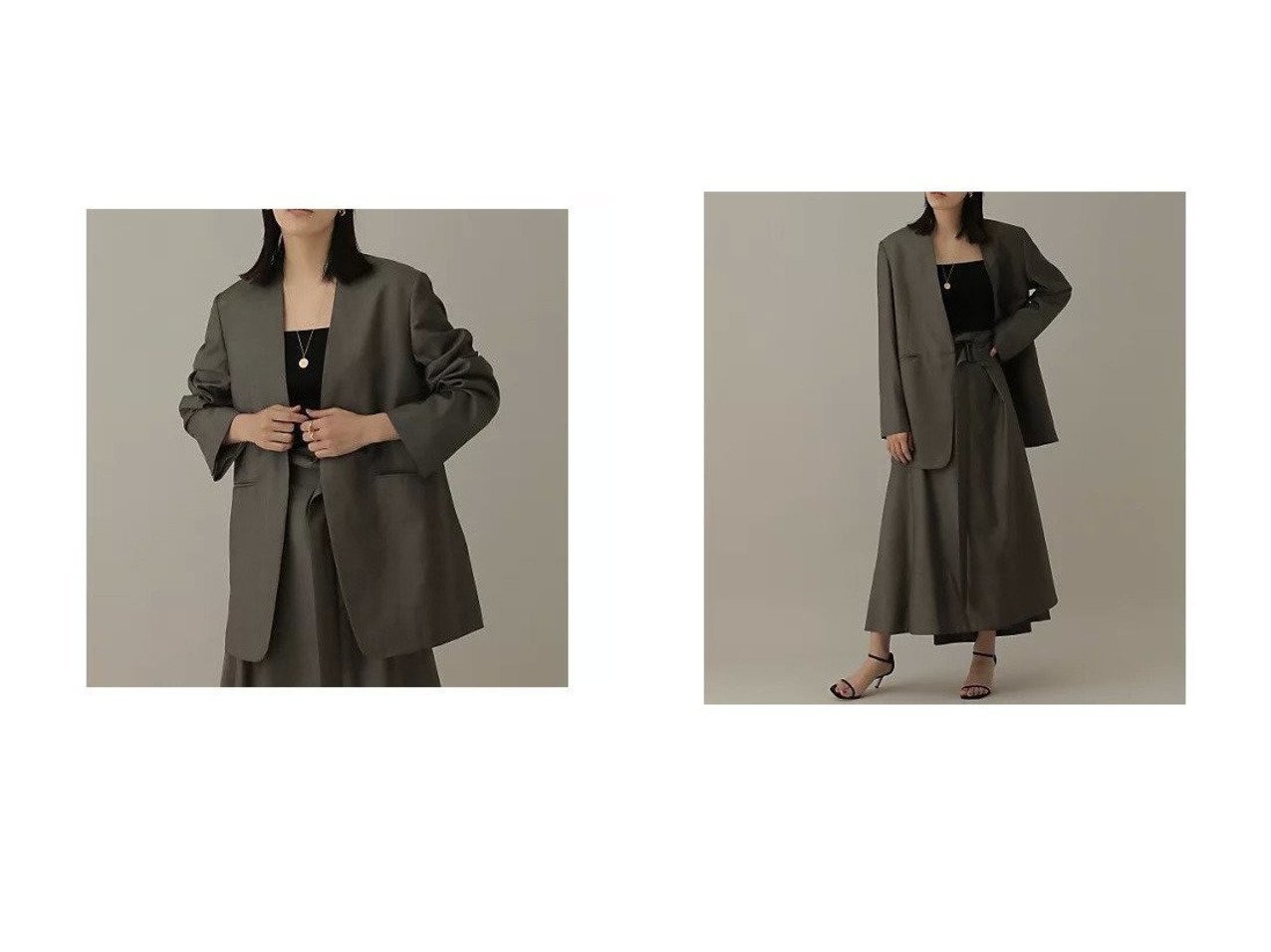 【上質イタリア素材が際立つノーカラーオーバージャケット】カオス(Chaos)の通販 おすすめ人気トレンドファッション通販アイテム インテリア・キッズ・メンズ・レディースファッション・服の通販 founy(ファニー) 　ファッション　Fashion　レディースファッション　Fashion for Women　アウター　Coat / Outerwear Collection　レディースジャケット・軽アウター　Jackets　おすすめ　Recommended / Our Picks　イタリア　Italy　ジャケット　Jacket, Outerwear　セットアップ　Set-Up, Coordinated Outfit　ベージュ系　Beige　|ID:crp329100000226107