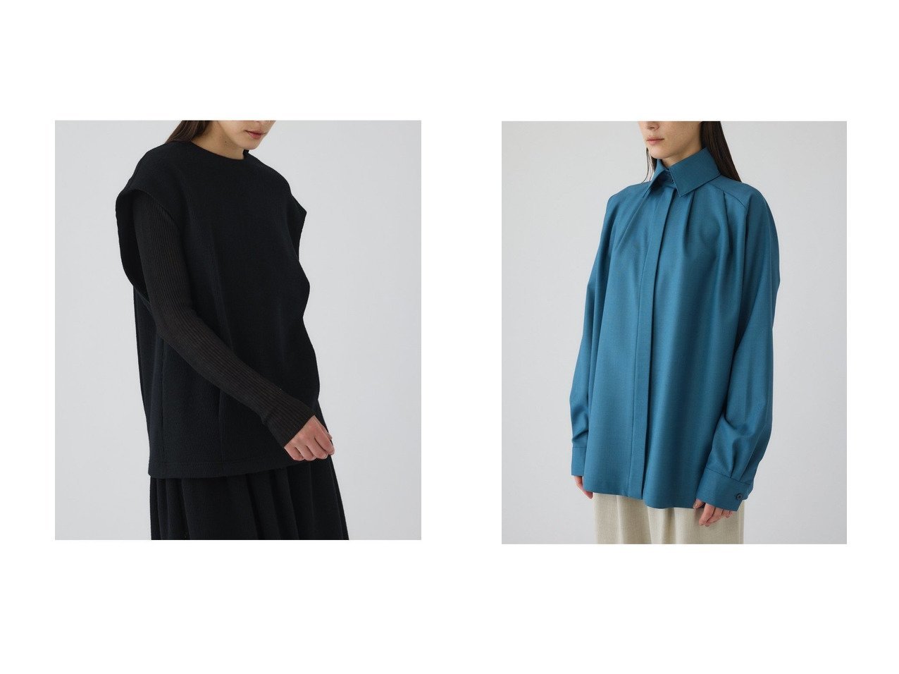 【構築的フォルムを楽しむRIM.ARKのトップスとブラウス】RIM.ARK(リムアーク)の通販 おすすめ人気トレンドファッション通販アイテム インテリア・キッズ・メンズ・レディースファッション・服の通販 founy(ファニー) 　ファッション　Fashion　レディースファッション　Fashion for Women　アウター　Coat / Outerwear Collection　レディースジャケット・軽アウター　Jackets　トップス・カットソー　Cut & Sew Tops　シャツ・ブラウス・オフィスカジュアル　Elegant Blouses & Button-Ups　インナー　Innerwear　ジャケット　Jacket, Outerwear　セットアップ　Set-Up, Coordinated Outfit　タートルネック　Turtleneck, High Neck　フォルム　Silhouette, Form　ベスト　Vest, Waistcoat　ロング　Long, Long-Length　新作・新入荷　New Arrivals / New In　ブラック系　Black　ブルー系　Blue　|ID:crp329100000226112