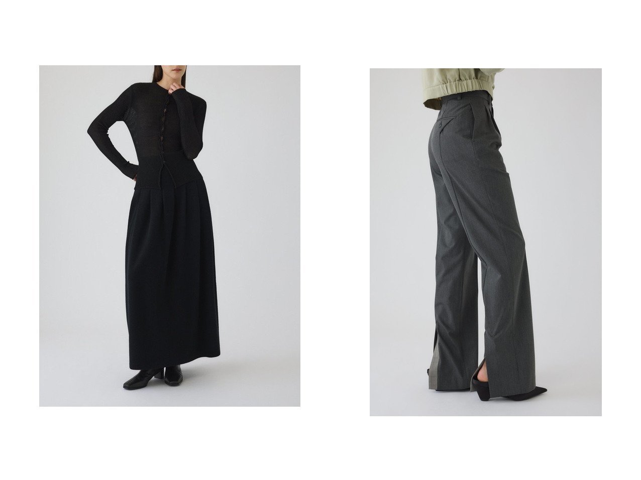 【モダンなシルエットを引き立てるRIM.ARKのパンツとスカート】RIM.ARK(リムアーク)の通販 おすすめ人気トレンドファッション通販アイテム インテリア・キッズ・メンズ・レディースファッション・服の通販 founy(ファニー) 　ファッション　Fashion　レディースファッション　Fashion for Women　スカート　Skirts　ロングスカート　Long Skirts / Maxi & Midi Skirts　パンツ　Pants & Trousers　おすすめ　Recommended / Our Picks　コンパクト　Compact, Small Size　セットアップ　Set-Up, Coordinated Outfit　ロング　Long, Long-Length　新作・新入荷　New Arrivals / New In　ブラック系　Black　グレー系　Gray　|ID:crp329100000226113