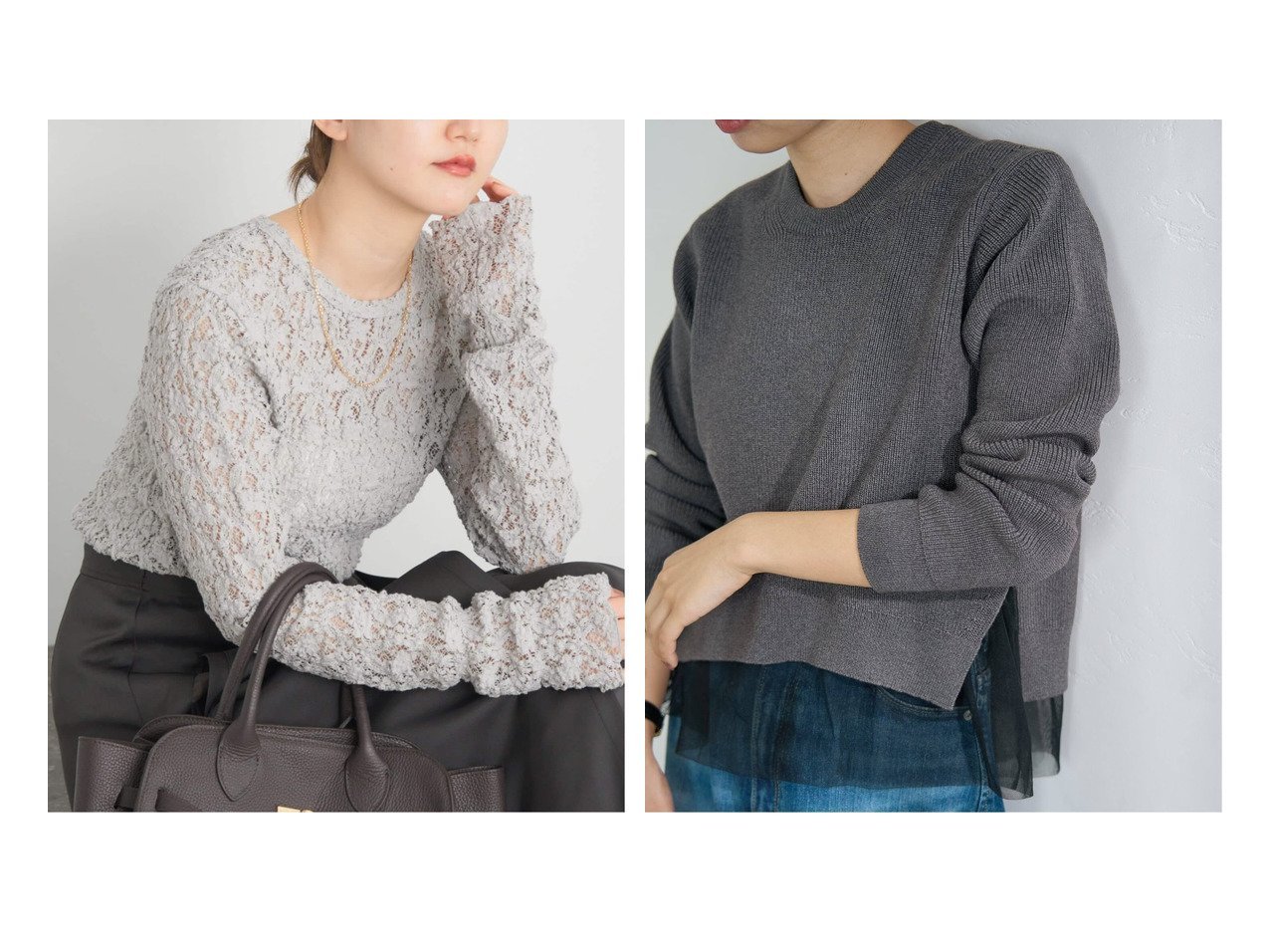 【華やぎと上品さを添えるIENAのチュールプルオーバーとレースプルオーバー】IENA(イエナ)の通販 おすすめ人気トレンドファッション通販アイテム インテリア・キッズ・メンズ・レディースファッション・服の通販 founy(ファニー) 　ファッション　Fashion　レディースファッション　Fashion for Women　トップス・カットソー　Cut & Sew Tops　カジュアルプルオーバー・ニットトップス　Pullovers & Knit Tops / Casual Pullovers　2025年　2025　2025-2026秋冬・A/W　Autumn/Winter 2025–26 AW25–26　エレガント 上品　Elegant　ストレッチ　Stretch, Stretchy Fabric　フラワー　Flower, Floral　モチーフ　Motif, Design Theme　レース　Lace, Lace Fabric　A/W・秋冬　Autumn/Winter　シンプル　Simple, Minimal　スマート　Smart, Elegant　チュール　Tulip, Tulip Motif　ボトム　Bottoms, Lower Wear　グレー系　Gray　ブラック系　Black　ブルー系　Blue　|ID:crp329100000226118