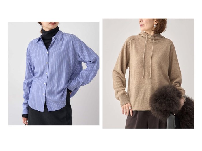 【穏やかな素材感を楽しむIENAのストライプシャツとカシミヤフーディー】IENA(イエナ)の通販 おすすめ人気トレンドファッション通販アイテム 人気、トレンドファッション・服の通販 founy(ファニー) ファッション Fashion レディースファッション Fashion for Women トップス・カットソー Cut & Sew Tops シャツ・ブラウス・オフィスカジュアル Elegant Blouses & Button-Ups ニット Knit Tops & Sweaters 2025年 2025 2025-2026秋冬・A/W Autumn/Winter 2025–26 AW25–26 ストライプ Stripe, Striped Pattern スラックス Slacks, Dress Pants レギュラー Regular, Standard Fit おすすめ Recommended / Our Picks インナー Innerwear ジャケット Jacket, Outerwear バランス Balance, Style Balance エレガント 上品 Elegant 冬 Winter / This Winter |ID:crp329100000226119