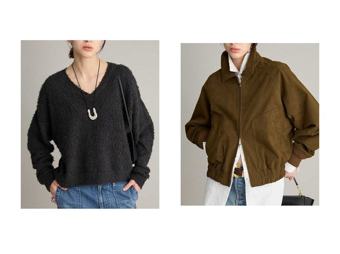 【柔らかな質感をまとうVネックプルオーバーとスエードライクブルゾンの上品な装い】BRILL(ブリル)の通販 おすすめ人気トレンドファッション通販アイテム 人気、トレンドファッション・服の通販 founy(ファニー) ファッション Fashion レディースファッション Fashion for Women トップス・カットソー Cut & Sew Tops ニット Knit Tops & Sweaters カジュアルプルオーバー・ニットトップス Pullovers & Knit Tops / Casual Pullovers Vネックトップス V-Neck Tops / V-Cut Neckline Shirts アウター Coat / Outerwear Collection レディースジャケット・軽アウター Jackets ブルゾンジャケット・スポーティアウター Blouson Jackets 2026年 2026 シンプル Simple, Minimal スーピマ Supima, Premium Cotton ループ Loop, Loop Knit 夏 Summer 春 Spring S/S・春夏 SS, Spring/Summer, Warm Season なめらか Smooth, Silky Texture ジャケット Jacket, Outerwear ブルゾン Blouson, Bomber Jacket エレガント 上品 Elegant 軽量 Lightweight, Ultra Light |ID:crp329100000226121