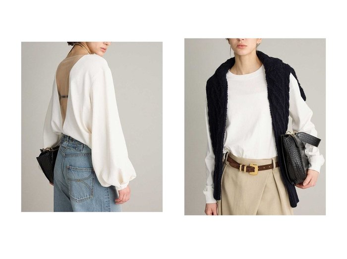 【チュールが映えるバックデザインブラウスと上質コットンロングTシャツで整える洗練カジュアル】BRILL(ブリル)の通販 おすすめ人気トレンドファッション通販アイテム 人気、トレンドファッション・服の通販 founy(ファニー) ファッション Fashion レディースファッション Fashion for Women トップス・カットソー Cut & Sew Tops シャツ・ブラウス・オフィスカジュアル Elegant Blouses & Button-Ups バッグ Bags ロングTシャツ・Tシャツ Longline T-Shirts & Tees カットソー・ベーシックTシャツ Cut-and-Sewn Tops / Stretch Tees & Basics 2026年 2026 スリーブ Sleeve, Long Sleeve / Short Sleeve チュール Tulip, Tulip Motif ツイル Twist, Twisted Detail ロング Long, Long-Length 夏 Summer 春 Spring S/S・春夏 SS, Spring/Summer, Warm Season |ID:crp329100000226122