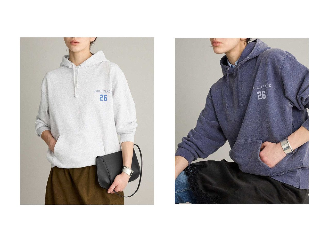 【ヴィンテージ感のあるブランドオリジナルデザインが映える26TRACKスウェット】BRILL(ブリル)の通販 おすすめ人気トレンドファッション通販アイテム インテリア・キッズ・メンズ・レディースファッション・服の通販 founy(ファニー) 　ファッション　Fashion　レディースファッション　Fashion for Women　トップス・カットソー　Cut & Sew Tops　シャツ・ブラウス・オフィスカジュアル　Elegant Blouses & Button-Ups　レディースパーカー・カジュアルフーディー　Casual Hoodies & Sweatshirts　ロングTシャツ・Tシャツ　Longline T-Shirts & Tees　スウェット・クルーネックトップス　Sweatshirts & Crewnecks / Relaxed Fit Sweat Tops　カットソー・ベーシックTシャツ　Cut-and-Sewn Tops / Stretch Tees & Basics　2026年　2026　スウェット / スエット　Sweatshirt, Sweatwear　ダメージ　Distressed, Destroyed　フロント　Front, Front Design　プリント　Print, Printed Pattern　ヴィンテージ　Vintage Style　夏　Summer　春　Spring　S/S・春夏　SS, Spring/Summer, Warm Season　グレー系　Gray　|ID:crp329100000226123