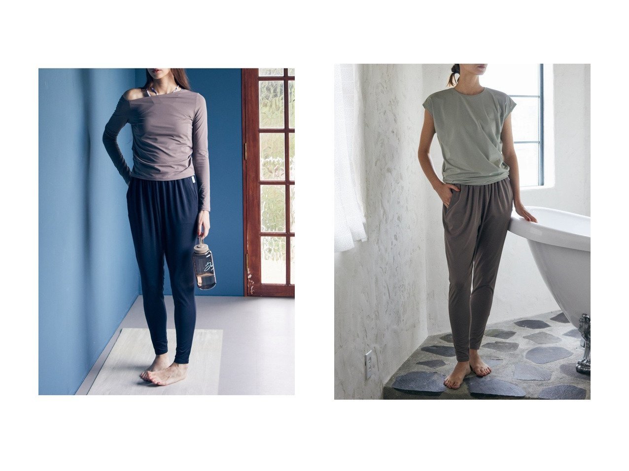 【心地よさと美シルエットを叶えるEcocoギャザーパンツとフレンチスリーブトップス】Julier(ジュリエ)の通販
 おすすめ人気トレンドファッション通販アイテム インテリア・キッズ・メンズ・レディースファッション・服の通販 founy(ファニー) 　ファッション　Fashion　レディースファッション　Fashion for Women　パンツ　Pants & Trousers　スポーツウェア　Functional & Stylish Sportswear　スポーツ パンツ　Workout Pants / Training Shorts / Joggers　トップス・カットソー　Cut & Sew Tops　スポーツ トップス　Athletic Tops / Workout Tops / Training Shirts　2026年　2026　ギャザー　Gathered, Ruffled　スポーツ　Sports, Activewear　ヨガ　Yoga, Yoga Wear　リラックス　Relax, Relaxed Fit　ワーク　Workwear, Utility Style　夏　Summer　定番　Standard, Basic Item　春　Spring　S/S・春夏　SS, Spring/Summer, Warm Season　グリーン系　Green　ベージュ系　Beige　ブラック系　Black　|ID:crp329100000226131