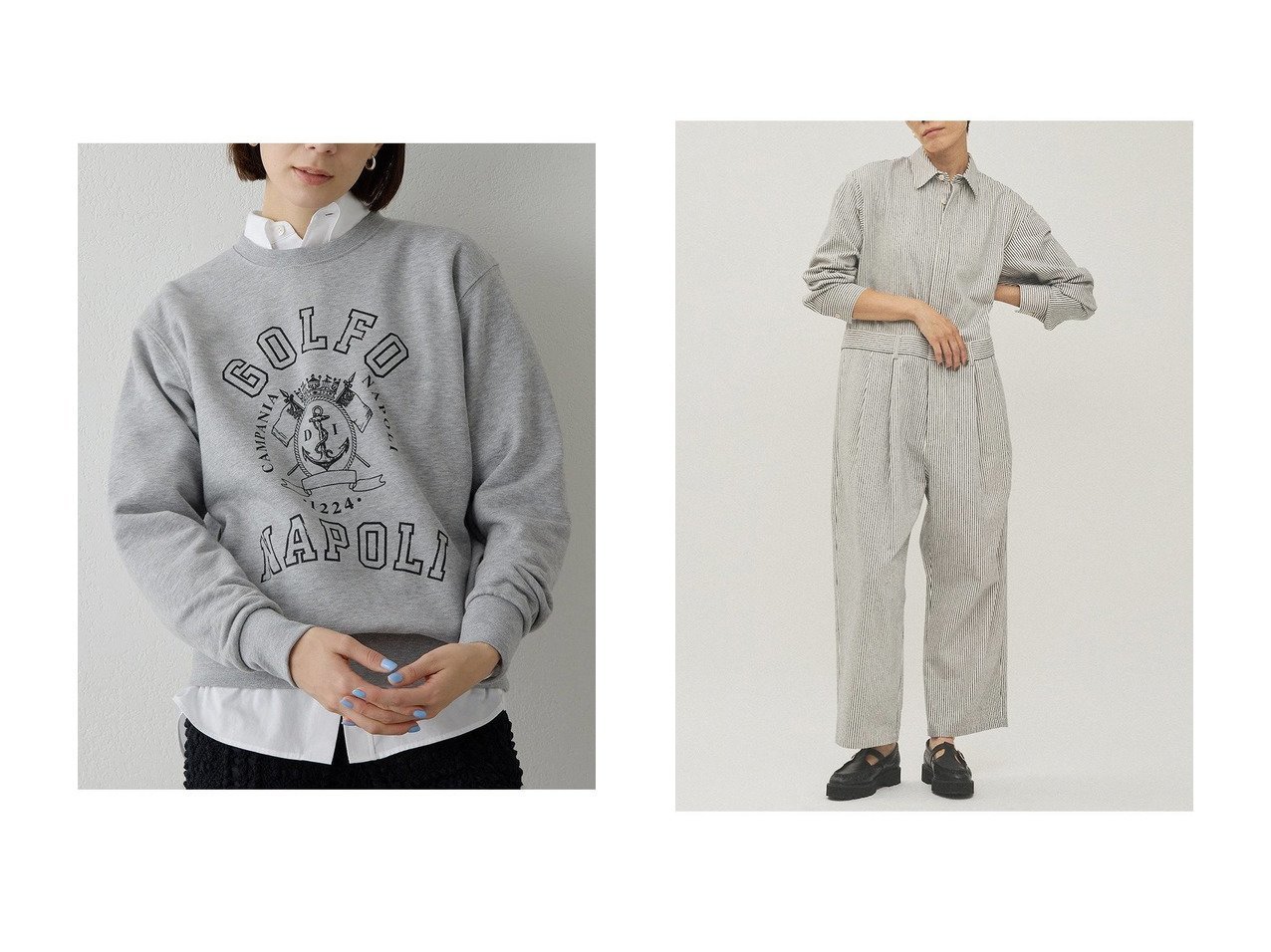 【存在感あるヒッコリーオールインワンとマリンテイストの裏毛プルオーバーで大人カジュアルを刷新】Whim Gazette(ウィムガゼット)の通販 おすすめ人気トレンドファッション通販アイテム インテリア・キッズ・メンズ・レディースファッション・服の通販 founy(ファニー) 　ファッション　Fashion　レディースファッション　Fashion for Women　トップス・カットソー　Cut & Sew Tops　シャツ・ブラウス・オフィスカジュアル　Elegant Blouses & Button-Ups　ロングTシャツ・Tシャツ　Longline T-Shirts & Tees　カジュアルプルオーバー・ニットトップス　Pullovers & Knit Tops / Casual Pullovers　カットソー・ベーシックTシャツ　Cut-and-Sewn Tops / Stretch Tees & Basics　パンツ　Pants & Trousers　2026年　2026　シンプル　Simple, Minimal　スウェット / スエット　Sweatshirt, Sweatwear　スリーブ　Sleeve, Long Sleeve / Short Sleeve　バランス　Balance, Style Balance　ブライト　Bright, Shiny　プリント　Print, Printed Pattern　リラックス　Relax, Relaxed Fit　ロング　Long, Long-Length　吸水　Absorbent, Quick-Dry　夏　Summer　春　Spring　S/S・春夏　SS, Spring/Summer, Warm Season　グレー系　Gray　ブルー系　Blue　|ID:crp329100000226135