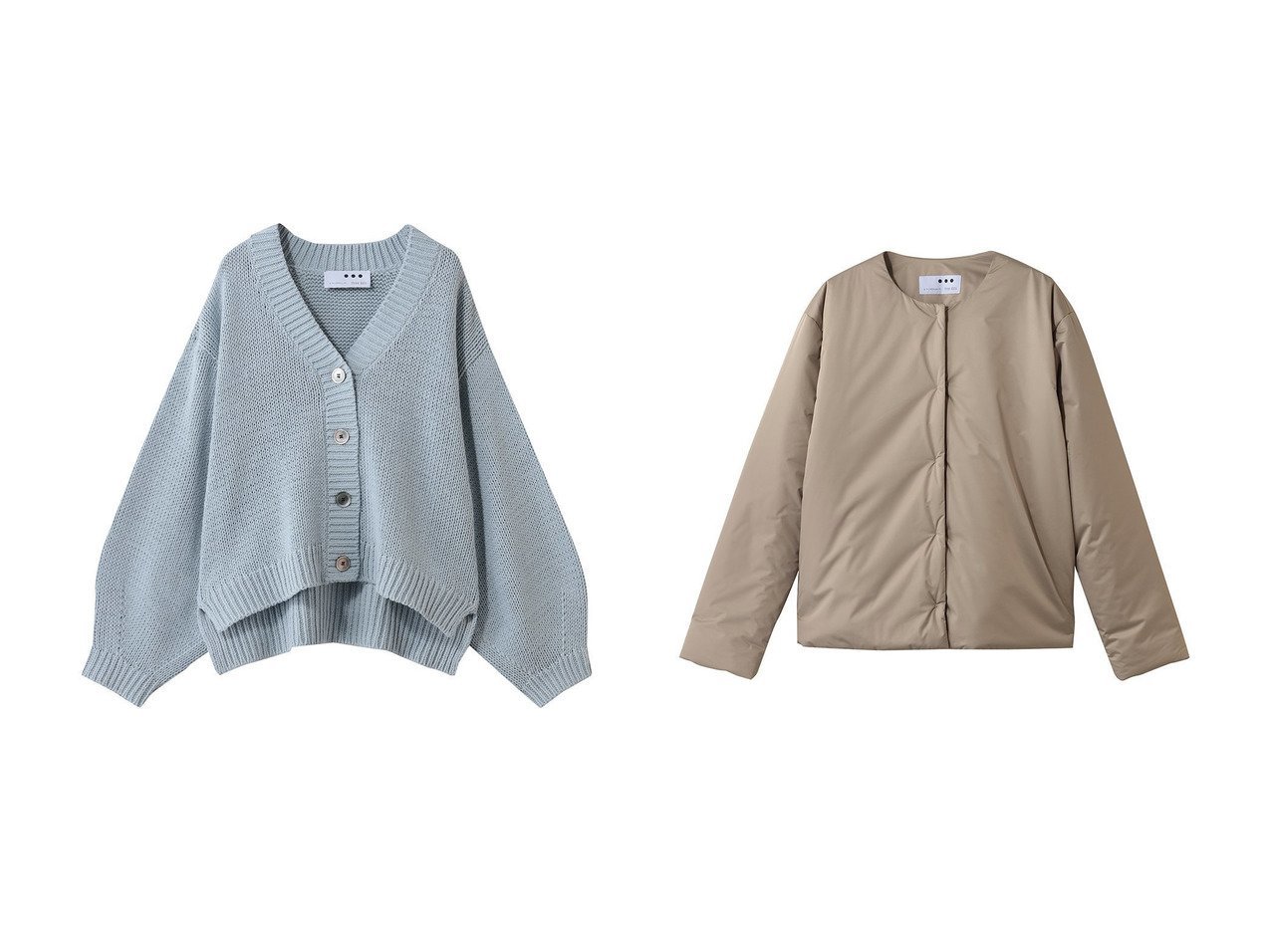 【軽やかなバルキーコットンカーディガンと洗練カラーレスパファージャケット】three dots(スリー ドッツ)の通販 おすすめ人気トレンドファッション通販アイテム インテリア・キッズ・メンズ・レディースファッション・服の通販 founy(ファニー) 　ファッション　Fashion　レディースファッション　Fashion for Women　トップス・カットソー　Cut & Sew Tops　ニット　Knit Tops & Sweaters　カーディガン・羽織り　Layered Style Cardigans　アウター　Coat / Outerwear Collection　レディースジャケット・軽アウター　Jackets　2026年　2026　カーディガン　Cardigan, Knitwear　ショート　Short, Short Length　バランス　Balance, Style Balance　夏　Summer　春　Spring　S/S・春夏　SS, Spring/Summer, Warm Season　羽織　Haori, Light Jacket　コンパクト　Compact, Small Size　ジャケット　Jacket, Outerwear　タートルネック　Turtleneck, High Neck　ハイネック　High Neck, Mock Neck　フェミニン　Feminine, Girly　イエロー系　Yellow　グレー系　Gray　ベージュ系　Beige　|ID:crp329100000226136