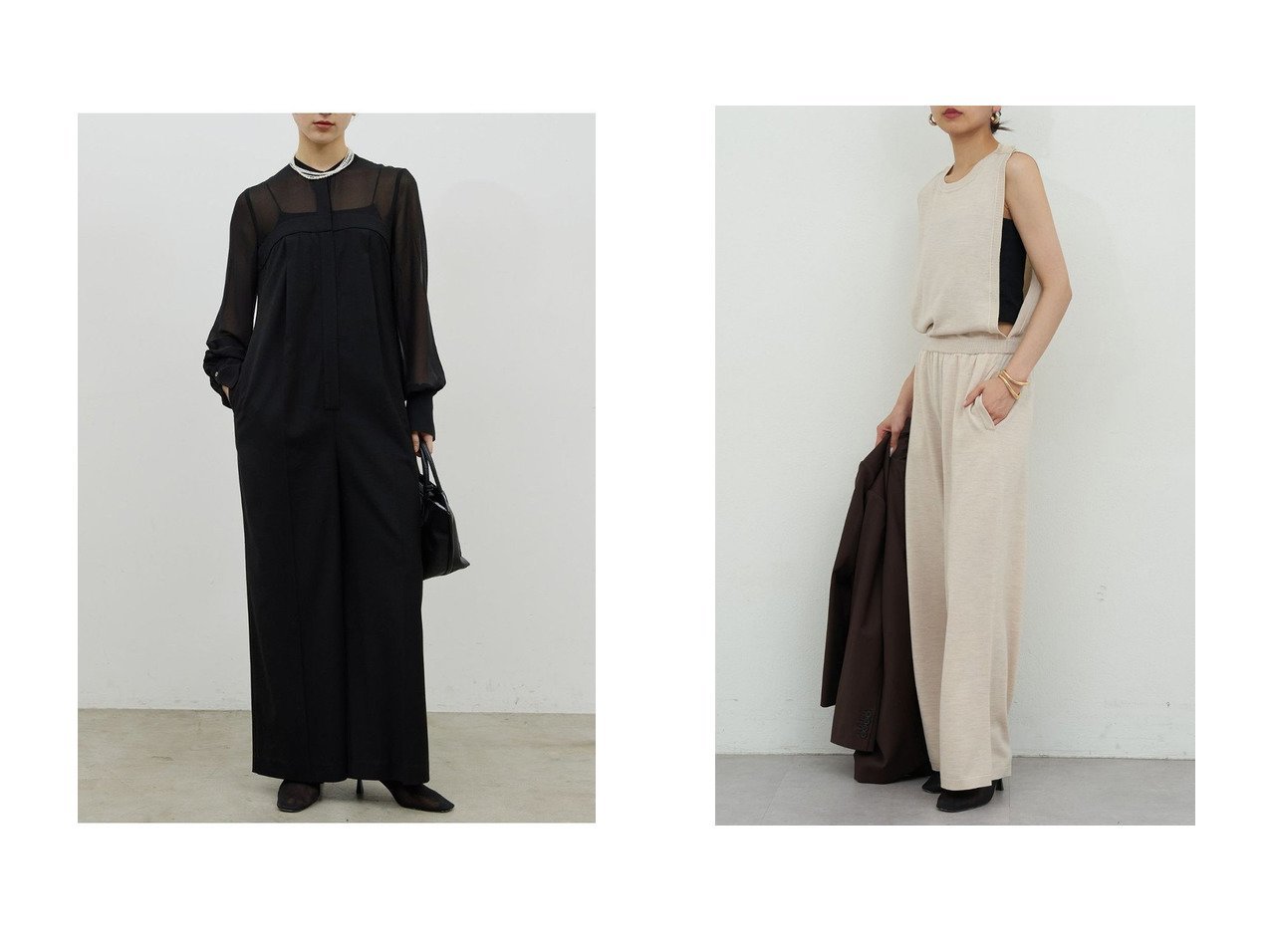 【上品な存在感を放つシアーコンビネゾンとニットコンビネゾンで魅せる大人のオールインワン】GALLARDAGALANTE(ガリャルダガランテ)の通販 おすすめ人気トレンドファッション通販アイテム インテリア・キッズ・メンズ・レディースファッション・服の通販 founy(ファニー) 　ファッション　Fashion　レディースファッション　Fashion for Women　パンツ　Pants & Trousers　とろみ　Fluid, Flowy Fabric　エレガント 上品　Elegant　オケージョン　Occasion Wear　ギャザー　Gathered, Ruffled　コンビ　Combo, Combination Style　コンビネゾン　Jumpsuit, All-in-One　ドッキング　Docking, Mixed Material　新作・新入荷　New Arrivals / New In　ベージュ系　Beige　ブラック系　Black　レッド系　Red　|ID:crp329100000226139