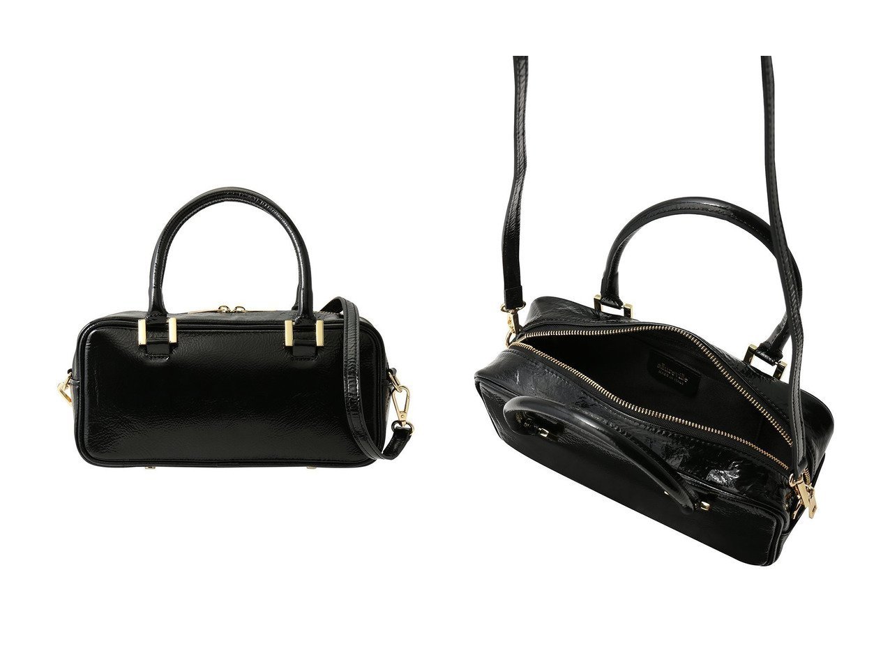 【上品な光沢が映える横長エナメルボストンバッグ】allureville(アルアバイル)の通販 おすすめ人気トレンドファッション通販アイテム インテリア・キッズ・メンズ・レディースファッション・服の通販 founy(ファニー) 　ファッション　Fashion　レディースファッション　Fashion for Women　エナメル　Patent Leather　コンパクト　Compact, Small Size　シンプル　Simple, Minimal　トレンド　Trend, Trending Now　ボストン　Boston　ボストンバッグ　Boston Bag, Retro Bag　エレガント 上品　Elegant　新作・新入荷　New Arrivals / New In　ブラック系　Black　|ID:crp329100000226144