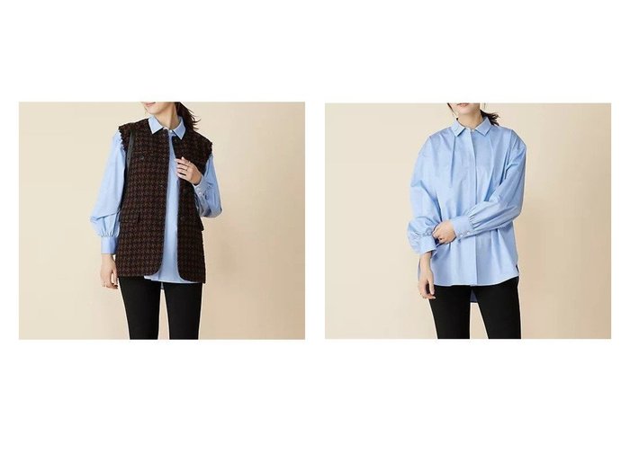 【上品な光沢のスモールカラーシャツとこだわりツイードのジレ】Shinzone(シンゾーン)の通販 おすすめ人気トレンドファッション通販アイテム 人気、トレンドファッション・服の通販 founy(ファニー) ファッション Fashion レディースファッション Fashion for Women アウター Coat / Outerwear Collection トップス・カットソー Cut & Sew Tops ベスト&ジレ / 重ね着スタイル Vests & Gilets シャツ・ブラウス・オフィスカジュアル Elegant Blouses & Button-Ups ツイード Twill, Twill Weave ポケット Pocket, Pocket Detail エレガント 上品 Elegant 切替 Switching, Contrast Panel なめらか Smooth, Silky Texture インナー Innerwear サテン Satin, Glossy Fabric ジャケット Jacket, Outerwear |ID:crp329100000226151