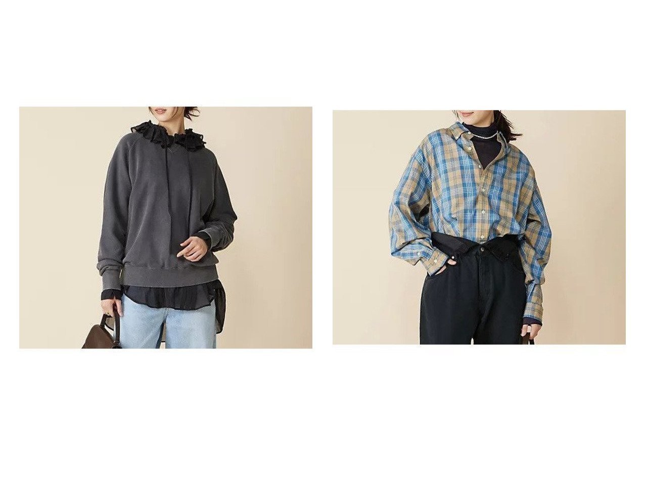 【優しいチェックのDADDY SHIRTと味わい深いガーメントダイのスウェットシャツ】Shinzone(シンゾーン)の通販 おすすめ人気トレンドファッション通販アイテム インテリア・キッズ・メンズ・レディースファッション・服の通販 founy(ファニー) 　ファッション　Fashion　レディースファッション　Fashion for Women　トップス・カットソー　Cut & Sew Tops　シャツ・ブラウス・オフィスカジュアル　Elegant Blouses & Button-Ups　レディースパーカー・カジュアルフーディー　Casual Hoodies & Sweatshirts　ロングTシャツ・Tシャツ　Longline T-Shirts & Tees　スウェット・クルーネックトップス　Sweatshirts & Crewnecks / Relaxed Fit Sweat Tops　インナー　Innerwear　カーゴパンツ　Cargo Pants, Utility Pants　スリーブ　Sleeve, Long Sleeve / Short Sleeve　デニム　Denim, Jeans Material　ブリーチ　Bleach, Washed Finish　ヴィンテージ　Vintage Style　チェック　Check, Plaid, Tartan　エレガント 上品　Elegant　定番　Standard, Basic Item　春　Spring　羽織　Haori, Light Jacket　グレー系　Gray　レッド系　Red　ブルー系　Blue　|ID:crp329100000226152