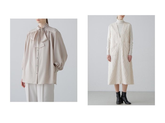 上品な立体感と表情豊かな素材が際立つドライタッチツイルブラウス・ロンバスカットジャガードワンピースのADORE(アドーア)の通販 おすすめ人気トレンドファッション通販アイテム 人気、トレンドファッション・服の通販 founy(ファニー) 　ファッション　Fashion　レディースファッション　Fashion for Women　ワンピース　Dresses　チュニック　Tunic Tops & Dresses　トップス・カットソー　Cut & Sew Tops　シャツ・ブラウス・オフィスカジュアル　Elegant Blouses & Button-Ups　インナー　Innerwear　カットソー　Cut and Sewn Top　シンプル　Simple, Minimal　ジャカード／ジャガード　Jacquard, Woven Pattern　スタンダード　Standard, Basic　チュニック　Tunic, Long Top　フォーマル　Formal, Dressy　ロング　Long, Long-Length　再入荷　Restock / Back in Stock　|ID:crp329100000226161