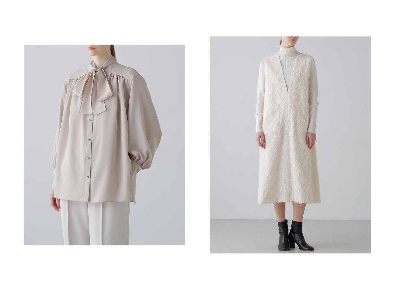 上品な立体感と表情豊かな素材が際立つドライタッチツイルブラウス・ロンバスカットジャガードワンピースのADORE(アドーア)の通販 おすすめ人気トレンドファッション通販アイテム インテリア・キッズ・メンズ・レディースファッション・服の通販 founy(ファニー) 　ファッション　Fashion　レディースファッション　Fashion for Women　ワンピース　Dresses　チュニック　Tunic Tops & Dresses　トップス・カットソー　Cut & Sew Tops　シャツ・ブラウス・オフィスカジュアル　Elegant Blouses & Button-Ups　インナー　Innerwear　カットソー　Cut and Sewn Top　シンプル　Simple, Minimal　ジャカード／ジャガード　Jacquard, Woven Pattern　スタンダード　Standard, Basic　チュニック　Tunic, Long Top　フォーマル　Formal, Dressy　ロング　Long, Long-Length　再入荷　Restock / Back in Stock　ブラック系　Black　ホワイト系　White　グレー系　Gray　ベージュ系　Beige　|ID:crp329100000226161