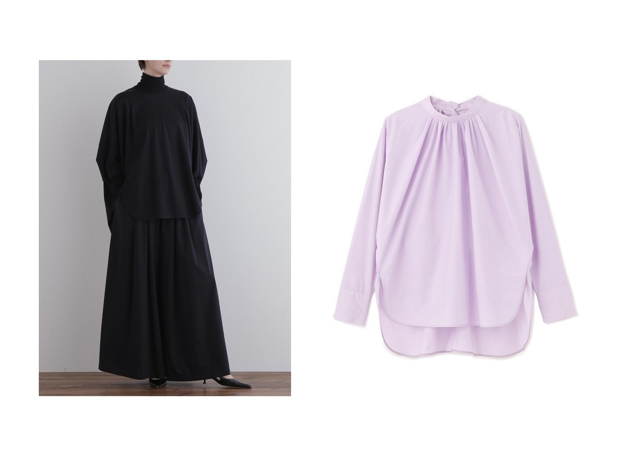 上品なドレープが際立つコンパクトギャザーワイドパンツと立体美が映えるタイプライターバックボタンブラウスのLE PHIL(ル フィル)の通販 おすすめ人気トレンドファッション通販アイテム インテリア・キッズ・メンズ・レディースファッション・服の通販 founy(ファニー) 　ファッション　Fashion　レディースファッション　Fashion for Women　パンツ　Pants & Trousers　トップス・カットソー　Cut & Sew Tops　シャツ・ブラウス・オフィスカジュアル　Elegant Blouses & Button-Ups　バッグ　Bags　コンパクト　Compact, Small Size　セットアップ　Set-Up, Coordinated Outfit　ドレープ　Drape, Draping Fabric　ドローストリング　Drawstring, Pull Cord　ワイド　Wide, Wide Fit　エレガント 上品　Elegant　新作・新入荷　New Arrivals / New In　ブルー系　Blue　パープル系　Purple　|ID:crp329100000226166