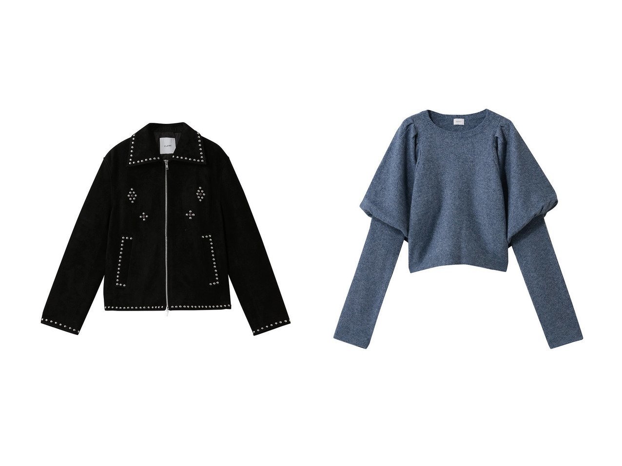 立体的なパフスリーブが映えるニットとスタッズが際立つスエードブルゾンを楽しむMANOF(マノフ)・CLANE(クラネ)の通販 おすすめ人気トレンドファッション通販アイテム インテリア・キッズ・メンズ・レディースファッション・服の通販 founy(ファニー) 　ファッション　Fashion　レディースファッション　Fashion for Women　アウター　Coat / Outerwear Collection　レディースジャケット・軽アウター　Jackets　ブルゾンジャケット・スポーティアウター　Blouson Jackets　トップス・カットソー　Cut & Sew Tops　ニット　Knit Tops & Sweaters　カジュアルプルオーバー・ニットトップス　Pullovers & Knit Tops / Casual Pullovers　ジャケット　Jacket, Outerwear　スタッズ　Studs, Metal Accents　ブルゾン　Blouson, Bomber Jacket　ポケット　Pocket, Pocket Detail　ミックス　Mix, Mixed Style　ワイド　Wide, Wide Fit　新作・新入荷　New Arrivals / New In　ブラック系　Black　|ID:crp329100000226169