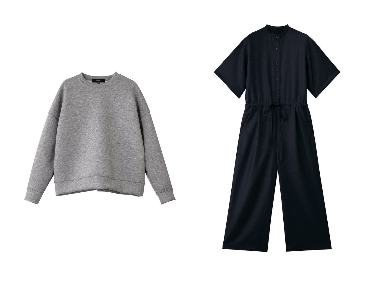 【軽やかな弾力素材の構築的プルオーバーと麻調合繊の洗練コンビネゾン 都会的でエフォートレスな大人スタイル】FLORENT(フローレント)の通販 おすすめ人気トレンドファッション通販アイテム インテリア・キッズ・メンズ・レディースファッション・服の通販 founy(ファニー) 　ファッション　Fashion　レディースファッション　Fashion for Women　トップス・カットソー　Cut & Sew Tops　シャツ・ブラウス・オフィスカジュアル　Elegant Blouses & Button-Ups　ロングTシャツ・Tシャツ　Longline T-Shirts & Tees　カジュアルプルオーバー・ニットトップス　Pullovers & Knit Tops / Casual Pullovers　カットソー・ベーシックTシャツ　Cut-and-Sewn Tops / Stretch Tees & Basics　パンツ　Pants & Trousers　2026年　2026　シンプル　Simple, Minimal　スリーブ　Sleeve, Long Sleeve / Short Sleeve　ロング　Long, Long-Length　夏　Summer　春　Spring　S/S・春夏　SS, Spring/Summer, Warm Season　軽量　Lightweight, Ultra Light　コンビネゾン　Jumpsuit, All-in-One　ブライト　Bright, Shiny　リゾート　Resort, Vacation Style　グレー系　Gray　ブラック系　Black　ベージュ系　Beige　ブルー系　Blue　|ID:crp329100000226207