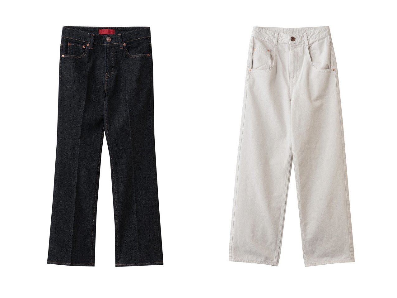 【端正なフレアとルーズなストレートが魅せる美脚シルエット 洗練とスタイルアップを叶えるデニムパンツ】RED CARD TOKYO(レッドカード トーキョー)の通販 おすすめ人気トレンドファッション通販アイテム インテリア・キッズ・メンズ・レディースファッション・服の通販 founy(ファニー) 　ファッション　Fashion　レディースファッション　Fashion for Women　パンツ　Pants & Trousers　デニムパンツ・ジーンズ・美脚デニム　Denim Jeans & Pants　2026年　2026　ストレート　Straight, Straight Cut　センター　Center, Center Line　デニム　Denim, Jeans Material　フィット　Fit, Slim Fit　フレア　Flare, Flared　夏　Summer　春　Spring　S/S・春夏　SS, Spring/Summer, Warm Season　ホワイト系　White　グレー系　Gray　|ID:crp329100000226209