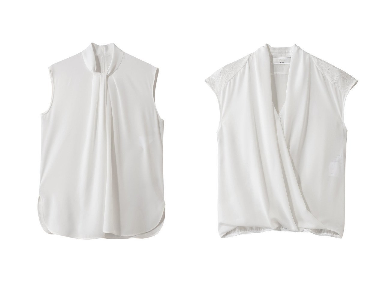 【立体的なネックと優雅なドレープが映えるANITAとOLIVEのブラウス 軽やかさと品格を備えた大人のフェミニントップス】BEIGE,(ベイジ,)の通販 おすすめ人気トレンドファッション通販アイテム インテリア・キッズ・メンズ・レディースファッション・服の通販 founy(ファニー) 　ファッション　Fashion　レディースファッション　Fashion for Women　トップス・カットソー　Cut & Sew Tops　シャツ・ブラウス・オフィスカジュアル　Elegant Blouses & Button-Ups　2026年　2026　ショート　Short, Short Length　スリーブ　Sleeve, Long Sleeve / Short Sleeve　ノースリーブ　Sleeveless, No-Sleeve　フェミニン　Feminine, Girly　夏　Summer　春　Spring　S/S・春夏　SS, Spring/Summer, Warm Season　ホワイト系　White　ブラック系　Black　|ID:crp329100000226242