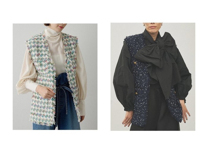 【Whim Gazette/ウィムガゼット】のLINTONフリンジジレ おすすめ人気トレンドファッション通販アイテム 人気、トレンドファッション・服の通販 founy(ファニー) ファッション Fashion レディースファッション Fashion for Women アウター Coat / Outerwear Collection レディースジャケット・軽アウター Jackets エレガント 上品 Elegant 春 Spring ジャケット Jacket, Outerwear ツイード Twill, Twill Weave フリンジ Fringe, Tassel ベスト Vest, Waistcoat ポケット Pocket, Pocket Detail ランダム Random, Irregular S/S・春夏 SS, Spring/Summer, Warm Season 夏 Summer セレモニー Ceremony 2026年 2026 |ID:crp329100000226284