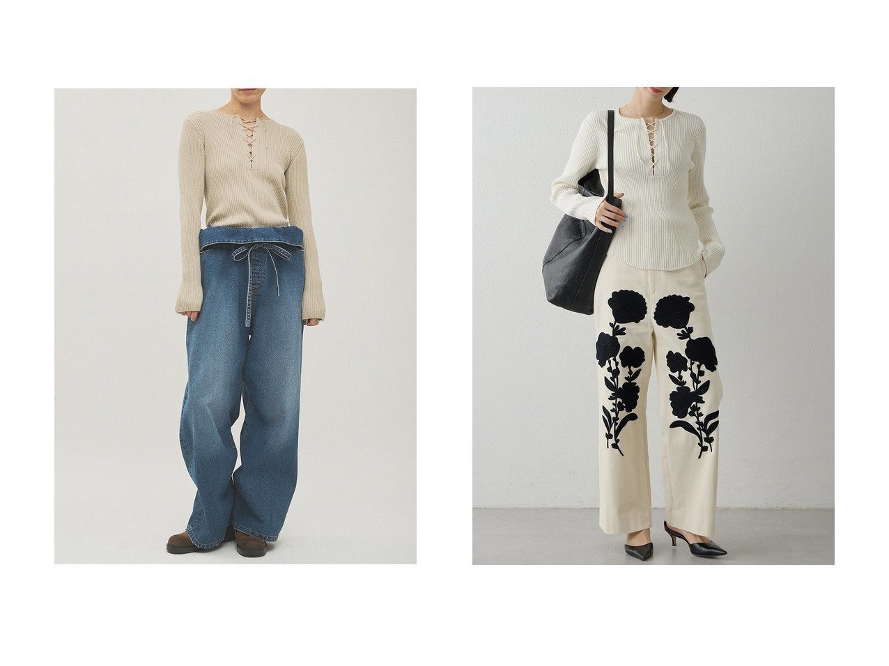 【フリルや刺しゅうが着こなしの主役に映える 素材感と表情を楽しめる大人のデザインパンツ】Whim Gazette(ウィムガゼット)の通販 おすすめ人気トレンドファッション通販アイテム インテリア・キッズ・メンズ・レディースファッション・服の通販 founy(ファニー) 　ファッション　Fashion　レディースファッション　Fashion for Women　パンツ　Pants & Trousers　デニムパンツ・ジーンズ・美脚デニム　Denim Jeans & Pants　ヴィンテージ　Vintage Style　春　Spring　ダメージ　Distressed, Destroyed　デニム　Denim, Jeans Material　フェミニン　Feminine, Girly　フリル　Frill, Ruffle　S/S・春夏　SS, Spring/Summer, Warm Season　夏　Summer　2026年　2026　インド　Indian Textile　シンプル　Simple, Minimal　フラット　Flat, Flat Shoes　レース　Lace, Lace Fabric　ワイド　Wide, Wide Fit　ブルー系　Blue　ベージュ系　Beige　|ID:crp329100000226290