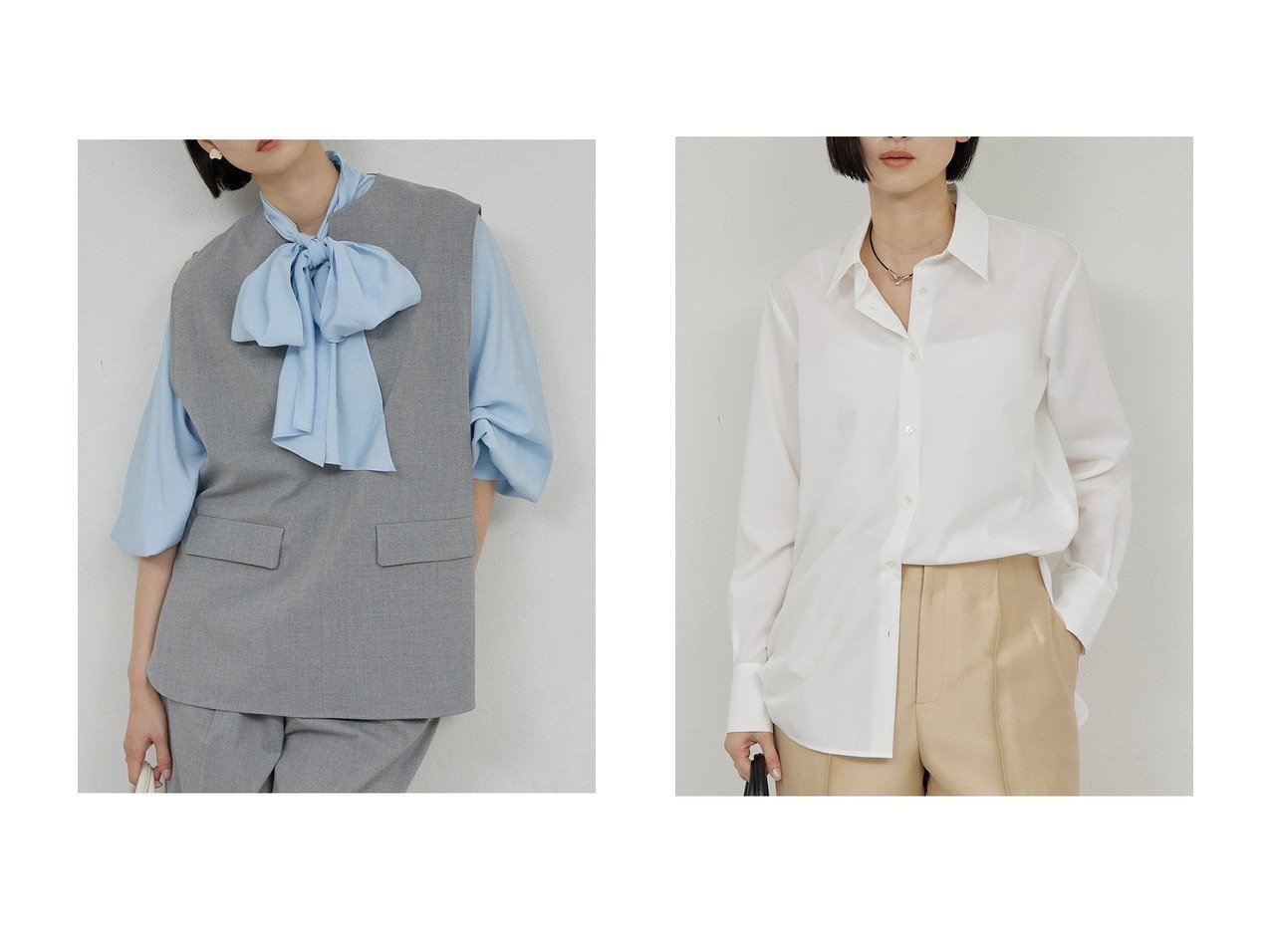 【レイヤードで表情が広がるスキッパージレと端正な佇まいのミニマルシャツ】GALLARDAGALANTE(ガリャルダガランテ)の通販 おすすめ人気トレンドファッション通販アイテム インテリア・キッズ・メンズ・レディースファッション・服の通販 founy(ファニー) 　ファッション　Fashion　レディースファッション　Fashion for Women　アウター　Coat / Outerwear Collection　レディースジャケット・軽アウター　Jackets　トップス・カットソー　Cut & Sew Tops　シャツ・ブラウス・オフィスカジュアル　Elegant Blouses & Button-Ups　2026年　2026　インナー　Innerwear　ジャケット　Jacket, Outerwear　スキッパー　Skipper, Open Collar　スリット　Slit, Slit Detail　セットアップ　Set-Up, Coordinated Outfit　デニム　Denim, Jeans Material　ベスト　Vest, Waistcoat　夏　Summer　春　Spring　S/S・春夏　SS, Spring/Summer, Warm Season　ブラック系　Black　グレー系　Gray　ホワイト系　White　|ID:crp329100000226294