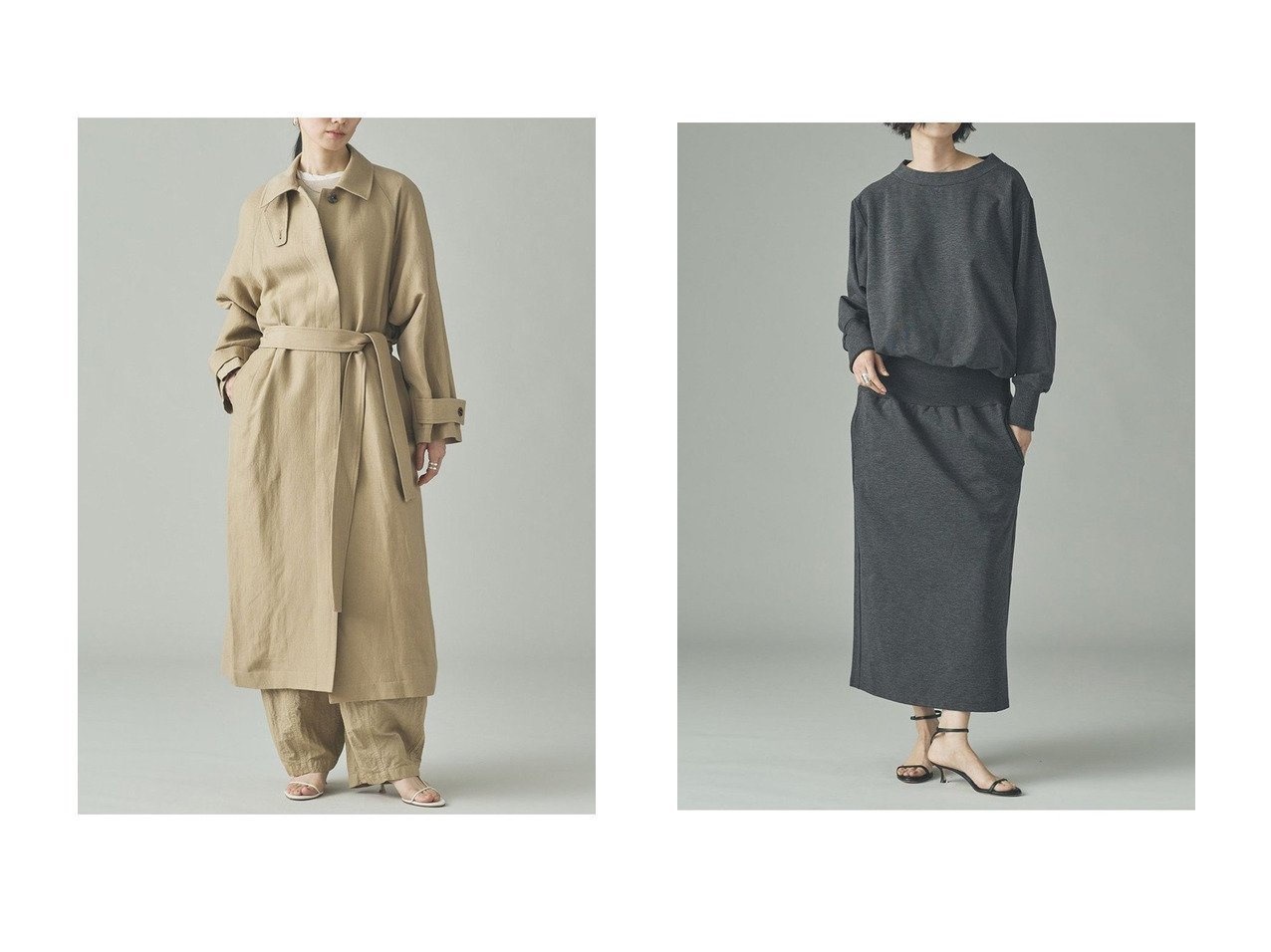 落ち感が美しいリネンウールのステンカラーコートと吸湿発熱素材のリブワンピースで楽しむ洗練された季節の装い Curensology(カレンソロジー)の通販
 おすすめ人気トレンドファッション通販アイテム インテリア・キッズ・メンズ・レディースファッション・服の通販 founy(ファニー) 　ファッション　Fashion　レディースファッション　Fashion for Women　アウター　Coat / Outerwear Collection　コート・ロングコート・ピーコート　Long Coats, Peacoats & More　ワンピース　Dresses　チュニック　Tunic Tops & Dresses　2026年　2026　おすすめ　Recommended / Our Picks　オックス　Oxford Fabric　スタンド　Stand Collar, Upright Stand　タンブラー　Tumbler, Travel Mug　ブラウジング　Blouson Silhouette, Cinched Waist　ロング　Long, Long-Length　エレガント 上品　Elegant　夏　Summer　春　Spring　S/S・春夏　SS, Spring/Summer, Warm Season　防寒　Cold Protection, Winter-Ready　アクリル　Acrylic Material　ウォーム　Warm Fabric　コンパクト　Compact, Small Size　チュニック　Tunic, Long Top　ドッキング　Docking, Mixed Material　ブラック系　Black　ベージュ系　Beige　グレー系　Gray　|ID:crp329100000226309