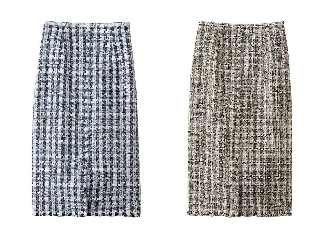 【ファンシーツイードの表情が映える Iラインミディスカートで叶えるエレガントな装い】BEIGE(ベイジ)の通販 おすすめ人気トレンドファッション通販アイテム インテリア・キッズ・メンズ・レディースファッション・服の通販 founy(ファニー) 　ファッション　Fashion　レディースファッション　Fashion for Women　スカート　Skirts　2026年　2026　エレガント 上品　Elegant　シンプル　Simple, Minimal　ツイード　Twill, Twill Weave　フリンジ　Fringe, Tassel　ラグジュアリー　Luxury, Elegant　夏　Summer　春　Spring　S/S・春夏　SS, Spring/Summer, Warm Season　グリーン系　Green　ブルー系　Blue　|ID:crp329100000226314