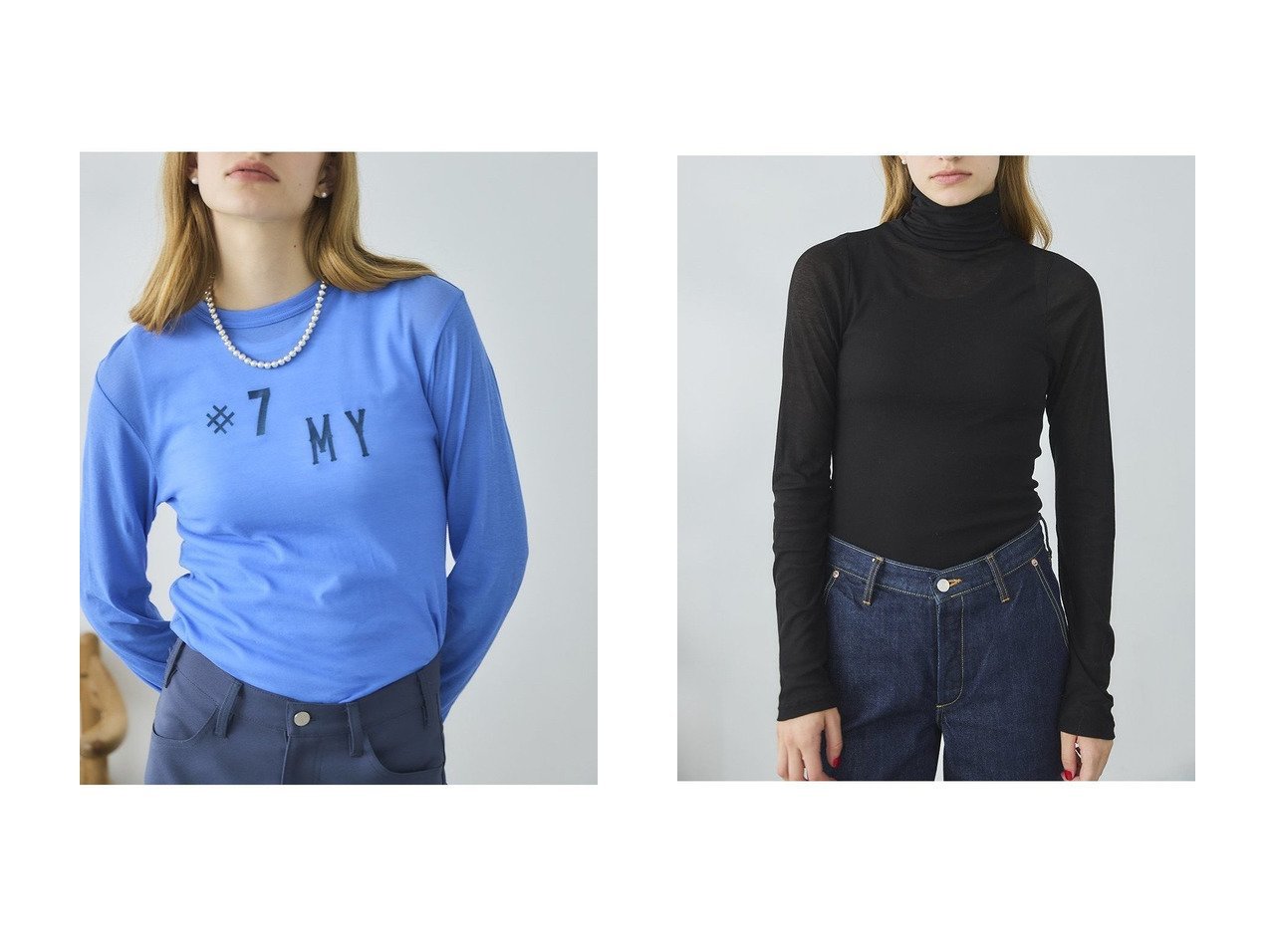 【透け感とプリントが映える レイヤードで楽しむシアーロングTシャツとハイネックトップ】Oblada(オブラダ)の通販
 おすすめ人気トレンドファッション通販アイテム インテリア・キッズ・メンズ・レディースファッション・服の通販 founy(ファニー) 　ファッション　Fashion　レディースファッション　Fashion for Women　トップス・カットソー　Cut & Sew Tops　シャツ・ブラウス・オフィスカジュアル　Elegant Blouses & Button-Ups　ロングTシャツ・Tシャツ　Longline T-Shirts & Tees　カットソー・ベーシックTシャツ　Cut-and-Sewn Tops / Stretch Tees & Basics　シンプル　Simple, Minimal　スリーブ　Sleeve, Long Sleeve / Short Sleeve　フロント　Front, Front Design　ロング　Long, Long-Length　新作・新入荷　New Arrivals / New In　無地　Plain, Solid Color　ストレッチ　Stretch, Stretchy Fabric　ハイネック　High Neck, Mock Neck　ブルー系　Blue　ブラック系　Black　|ID:crp329100000226322