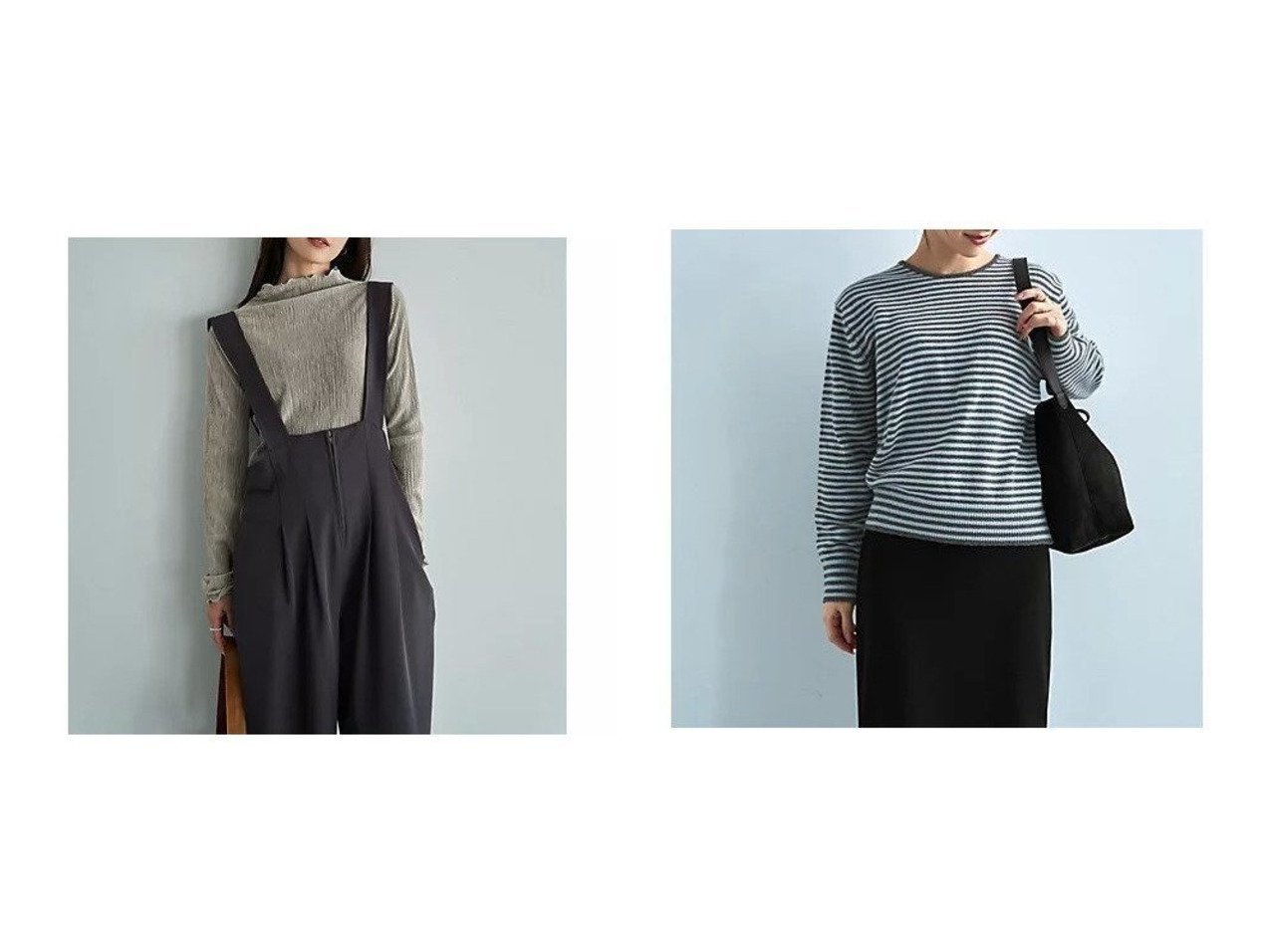 【上質な素材感で大人の装いに寄り添う カラーボーダーウールニットと楊柳ベロアトップス】STYLE DELI(スタイルデリ)の通販
 おすすめ人気トレンドファッション通販アイテム インテリア・キッズ・メンズ・レディースファッション・服の通販 founy(ファニー) 　ファッション　Fashion　レディースファッション　Fashion for Women　トップス・カットソー　Cut & Sew Tops　ベロアトップス　Velour Tops / Velvet-Look Items　ニット　Knit Tops & Sweaters　イエロー　Yellow　インナー　Innerwear　エアリー　Airy Texture　カットソー　Cut and Sewn Top　カーディガン　Cardigan, Knitwear　サロペット　Overalls, Salopette　シンプル　Simple, Minimal　ジャケット　Jacket, Outerwear　ストレート　Straight, Straight Cut　スリット　Slit, Slit Detail　トレンド　Trend, Trending Now　定番　Standard, Basic Item　長袖　Long Sleeve, Full Sleeve　フォルム　Silhouette, Form　ベロア　Velour, Soft Velvet　ボトルネック　Bottle Neck, Mock Neck　A/W・秋冬　Autumn/Winter　トリミング　Trimming, Decorative Edge　パープル　Purple, Violet　ボーダー　Border, Stripe　ミックス　Mix, Mixed Style　ミドル　Middle Length, Mid Height　無地　Plain, Solid Color　エレガント 上品　Elegant　グレー系　Gray　ベージュ系　Beige　ブラック系　Black　ホワイト系　White　ブラウン系　Brown　パープル系　Purple　|ID:crp329100000226335