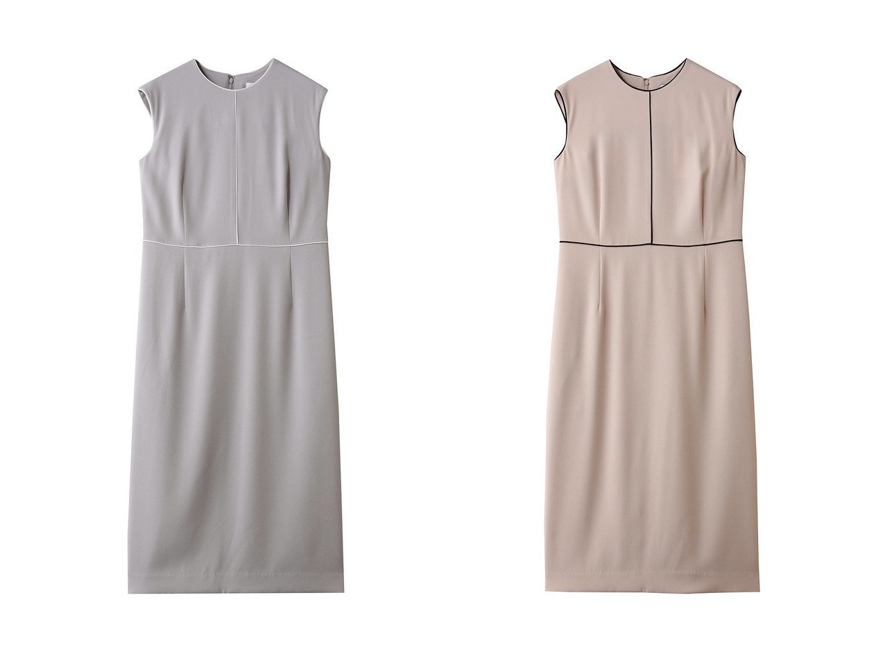 【シックなIラインにバイカラーパイピングが映える、CINDYのクルーネックドレスで楽しむ大人の上品スタイル】BEIGE,(ベイジ,)の通販
 おすすめ人気トレンドファッション通販アイテム インテリア・キッズ・メンズ・レディースファッション・服の通販 founy(ファニー) 　ファッション　Fashion　レディースファッション　Fashion for Women　ワンピース　Dresses　フォーマル・パーティードレス・結婚式用ドレス　Elegant & Casual Dresses　チュニック　Tunic Tops & Dresses　2026年　2026　シンプル　Simple, Minimal　ジュエリー　Jewelry, Accessories　スリット　Slit, Slit Detail　センター　Center, Center Line　チュニック　Tunic, Long Top　ドレス　Dress, One-Piece　パイピング　Piping, Trim Design　ロング　Long, Long-Length　夏　Summer　春　Spring　S/S・春夏　SS, Spring/Summer, Warm Season　ホワイト系　White　グレー系　Gray　ブラック系　Black　ブルー系　Blue　|ID:crp329100000226351