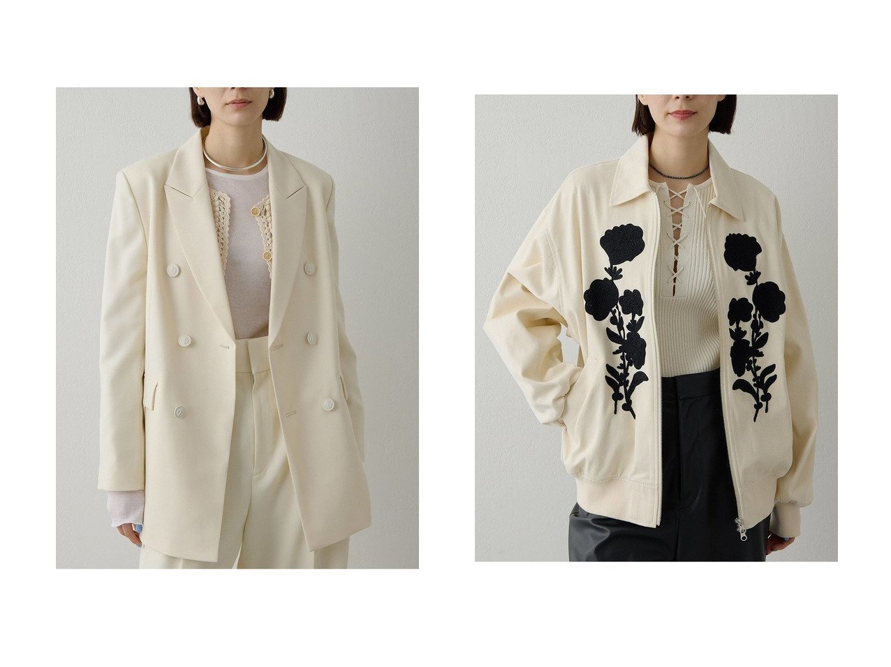 【立体的なコード刺繍が映えるブルゾンと、ハンサムに着こなせるマリンテーラードで楽しむモードな大人スタイル】Whim Gazette(ウィムガゼット)の通販
 おすすめ人気トレンドファッション通販アイテム インテリア・キッズ・メンズ・レディースファッション・服の通販 founy(ファニー) 　ファッション　Fashion　レディースファッション　Fashion for Women　アウター　Coat / Outerwear Collection　レディースジャケット・軽アウター　Jackets　テーラードジャケット / 通勤・きれいめスタイル　Tailored Jackets & Blazers　ブルゾンジャケット・スポーティアウター　Blouson Jackets　2026年　2026　おすすめ　Recommended / Our Picks　オックス　Oxford Fabric　ジャケット　Jacket, Outerwear　ストライプ　Stripe, Striped Pattern　セットアップ　Set-Up, Coordinated Outfit　ダブル　Double, Double-Breasted　夏　Summer　定番　Standard, Basic Item　春　Spring　S/S・春夏　SS, Spring/Summer, Warm Season　ホワイト系　White　ブルー系　Blue　ベージュ系　Beige　|ID:crp329100000226366