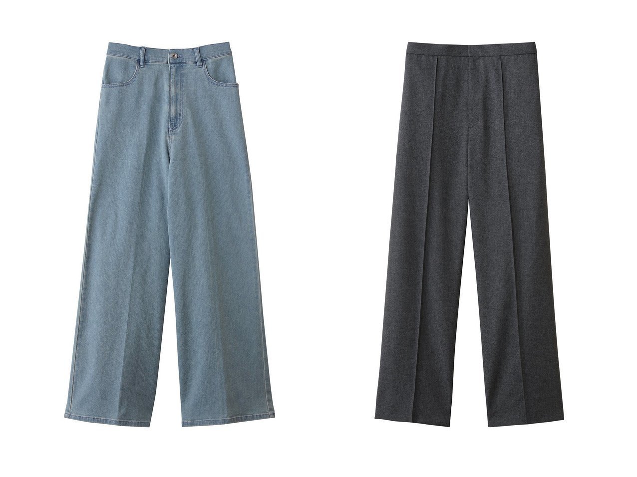 【端正さとリラックス感を両立するウールイージーパンツと、美脚ラインが際立つバギーデニムで楽しむ大人のパンツスタイル】ATON(エイトン)の通販
 おすすめ人気トレンドファッション通販アイテム インテリア・キッズ・メンズ・レディースファッション・服の通販 founy(ファニー) 　ファッション　Fashion　レディースファッション　Fashion for Women　パンツ　Pants & Trousers　2026年　2026　センター　Center, Center Line　デニム　Denim, Jeans Material　エレガント 上品　Elegant　夏　Summer　春　Spring　S/S・春夏　SS, Spring/Summer, Warm Season　ブルー系　Blue　ブラック系　Black　グレー系　Gray　|ID:crp329100000226372