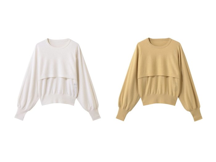 【レイヤード風デザインとメリノウールの上質感で着映える、女性らしいシルエットのニットプルオーバー】allureville(アルアバイル)の通販
 おすすめ人気トレンドファッション通販アイテム 人気、トレンドファッション・服の通販 founy(ファニー) ファッション Fashion レディースファッション Fashion for Women トップス・カットソー Cut & Sew Tops ニット Knit Tops & Sweaters カジュアルプルオーバー・ニットトップス Pullovers & Knit Tops / Casual Pullovers 2026年 2026 スラックス Slacks, Dress Pants スリーブ Sleeve, Long Sleeve / Short Sleeve デニム Denim, Jeans Material 夏 Summer 春 Spring S/S・春夏 SS, Spring/Summer, Warm Season |ID:crp329100000226385