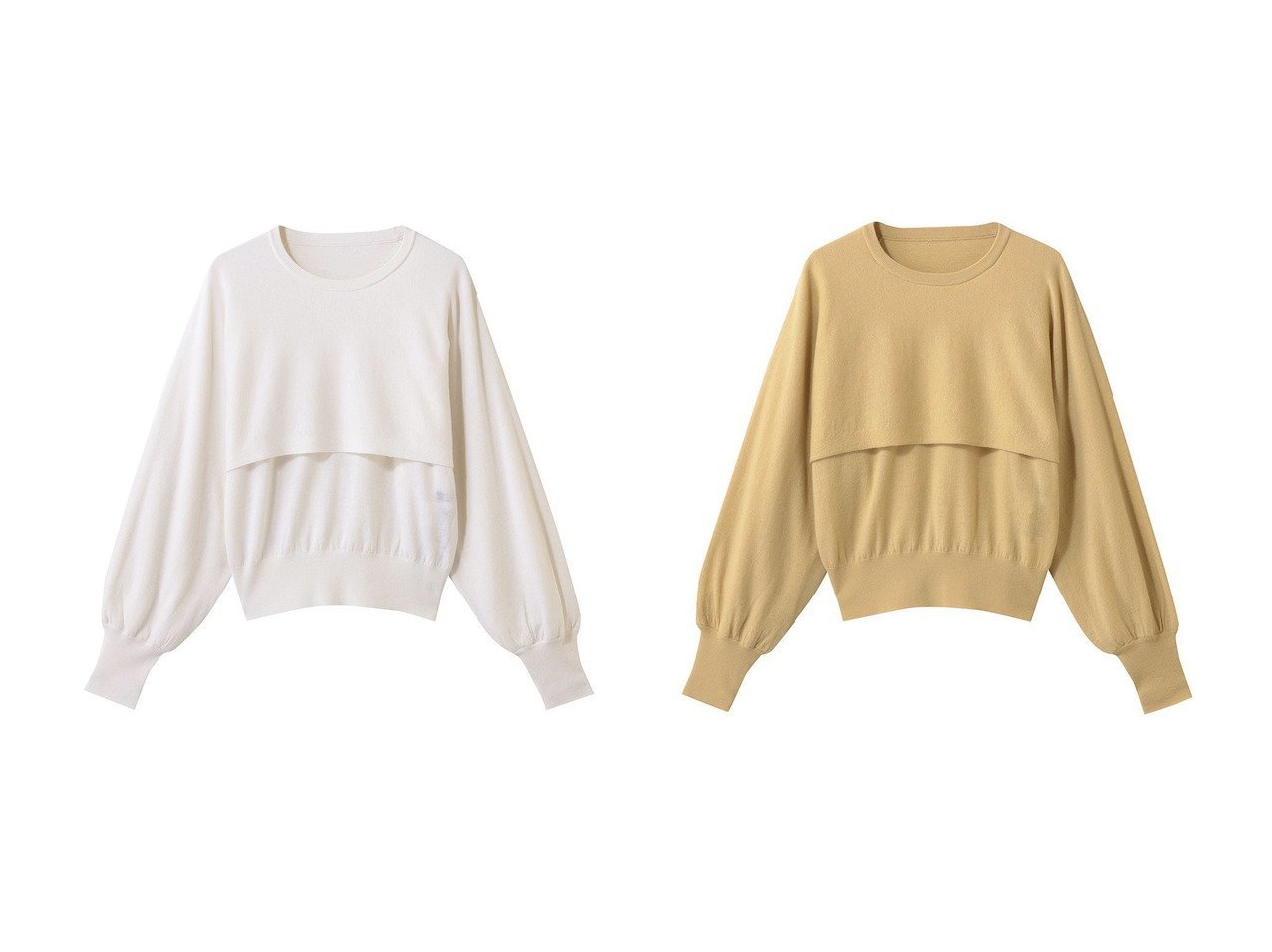 【レイヤード風デザインとメリノウールの上質感で着映える、女性らしいシルエットのニットプルオーバー】allureville(アルアバイル)の通販
 おすすめ人気トレンドファッション通販アイテム インテリア・キッズ・メンズ・レディースファッション・服の通販 founy(ファニー) 　ファッション　Fashion　レディースファッション　Fashion for Women　トップス・カットソー　Cut & Sew Tops　ニット　Knit Tops & Sweaters　カジュアルプルオーバー・ニットトップス　Pullovers & Knit Tops / Casual Pullovers　2026年　2026　スラックス　Slacks, Dress Pants　スリーブ　Sleeve, Long Sleeve / Short Sleeve　デニム　Denim, Jeans Material　夏　Summer　春　Spring　S/S・春夏　SS, Spring/Summer, Warm Season　ホワイト系　White　イエロー系　Yellow　ブラック系　Black　|ID:crp329100000226385