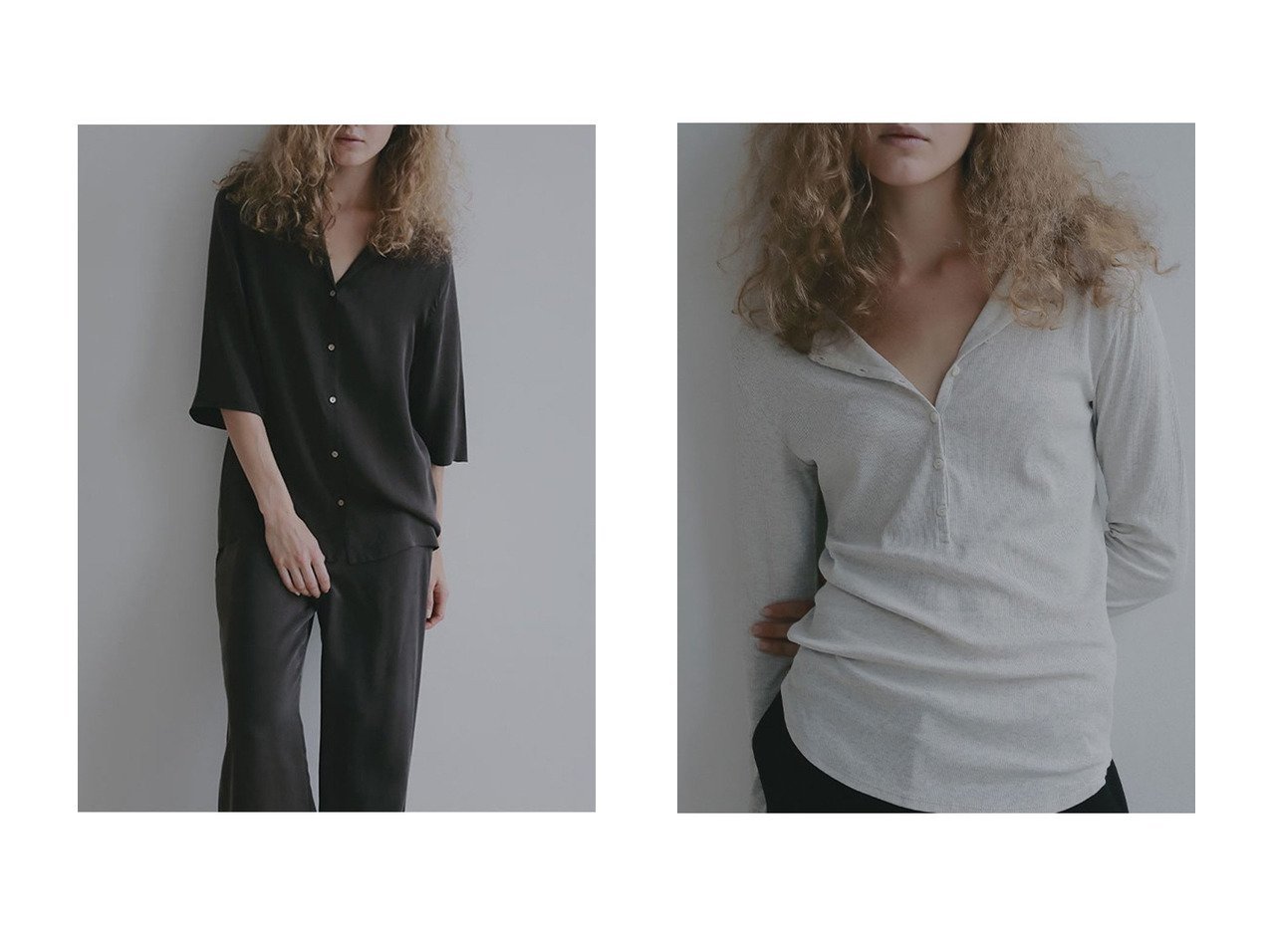 上品な落ち感が魅力のキュプラオープンネックシャツと軽やかな透け感を楽しむヘンリーネックシアープルオーバーの春夏トップス　ETRE TOKYO(エトレトウキョウ)の通販
 おすすめ人気トレンドファッション通販アイテム インテリア・キッズ・メンズ・レディースファッション・服の通販 founy(ファニー) 　ファッション　Fashion　レディースファッション　Fashion for Women　トップス・カットソー　Cut & Sew Tops　シャツ・ブラウス・オフィスカジュアル　Elegant Blouses & Button-Ups　ロングTシャツ・Tシャツ　Longline T-Shirts & Tees　カジュアルプルオーバー・ニットトップス　Pullovers & Knit Tops / Casual Pullovers　カットソー・ベーシックTシャツ　Cut-and-Sewn Tops / Stretch Tees & Basics　春　Spring　キュプラ　Cupro, Eco Fabric　ショート　Short, Short Length　ジャケット　Jacket, Outerwear　スタイリッシュ　Stylish, Fashionable　スリーブ　Sleeve, Long Sleeve / Short Sleeve　セットアップ　Set-Up, Coordinated Outfit　とろみ　Fluid, Flowy Fabric　デコルテ　Décolleté, Neckline　なめらか　Smooth, Silky Texture　フロント　Front, Front Design　ベーシック　Basic, Essential　ボトム　Bottoms, Lower Wear　ワイド　Wide, Wide Fit　S/S・春夏　SS, Spring/Summer, Warm Season　夏　Summer　エレガント 上品　Elegant　2026年　2026　シアー　Sheer, See-Through　シンプル　Simple, Minimal　テレコ　Ribbed, Rib Stitch　フィット　Fit, Slim Fit　ロング　Long, Long-Length　ブラウン系　Brown　イエロー系　Yellow　グレー系　Gray　ブラック系　Black　ブルー系　Blue　|ID:crp329100000226389