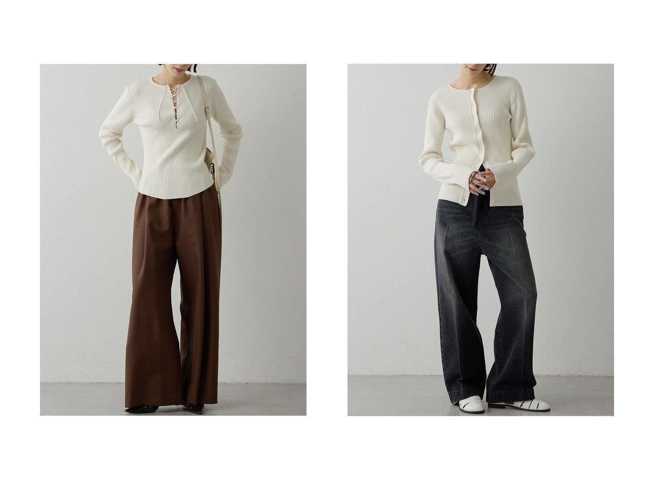 【きれい見えとこなれ感を両立】平織りイージーパンツとセンタープレスブラックデニムでつくる大人の洗練ボトムスタイル Whim Gazette(ウィムガゼット)の通販
 おすすめ人気トレンドファッション通販アイテム インテリア・キッズ・メンズ・レディースファッション・服の通販 founy(ファニー) 　ファッション　Fashion　レディースファッション　Fashion for Women　パンツ　Pants & Trousers　デニムパンツ・ジーンズ・美脚デニム　Denim Jeans & Pants　2026年　2026　おすすめ　Recommended / Our Picks　シューズ　Shoes, Footwear　スニーカー　Sneakers, Trainers　セットアップ　Set-Up, Coordinated Outfit　フラット　Flat, Flat Shoes　ワイド　Wide, Wide Fit　エレガント 上品　Elegant　ビジネス 仕事 通勤　Business / Work / Commuting　夏　Summer　春　Spring　S/S・春夏　SS, Spring/Summer, Warm Season　ヴィンテージ　Vintage Style　クール　Cool, Chic　スタイリッシュ　Stylish, Fashionable　センター　Center, Center Line　ダメージ　Distressed, Destroyed　デニム　Denim, Jeans Material　ハイライズ　High Rise, High Waist　ブリーチ　Bleach, Washed Finish　ブラウン系　Brown　ブラック系　Black　|ID:crp329100000226408