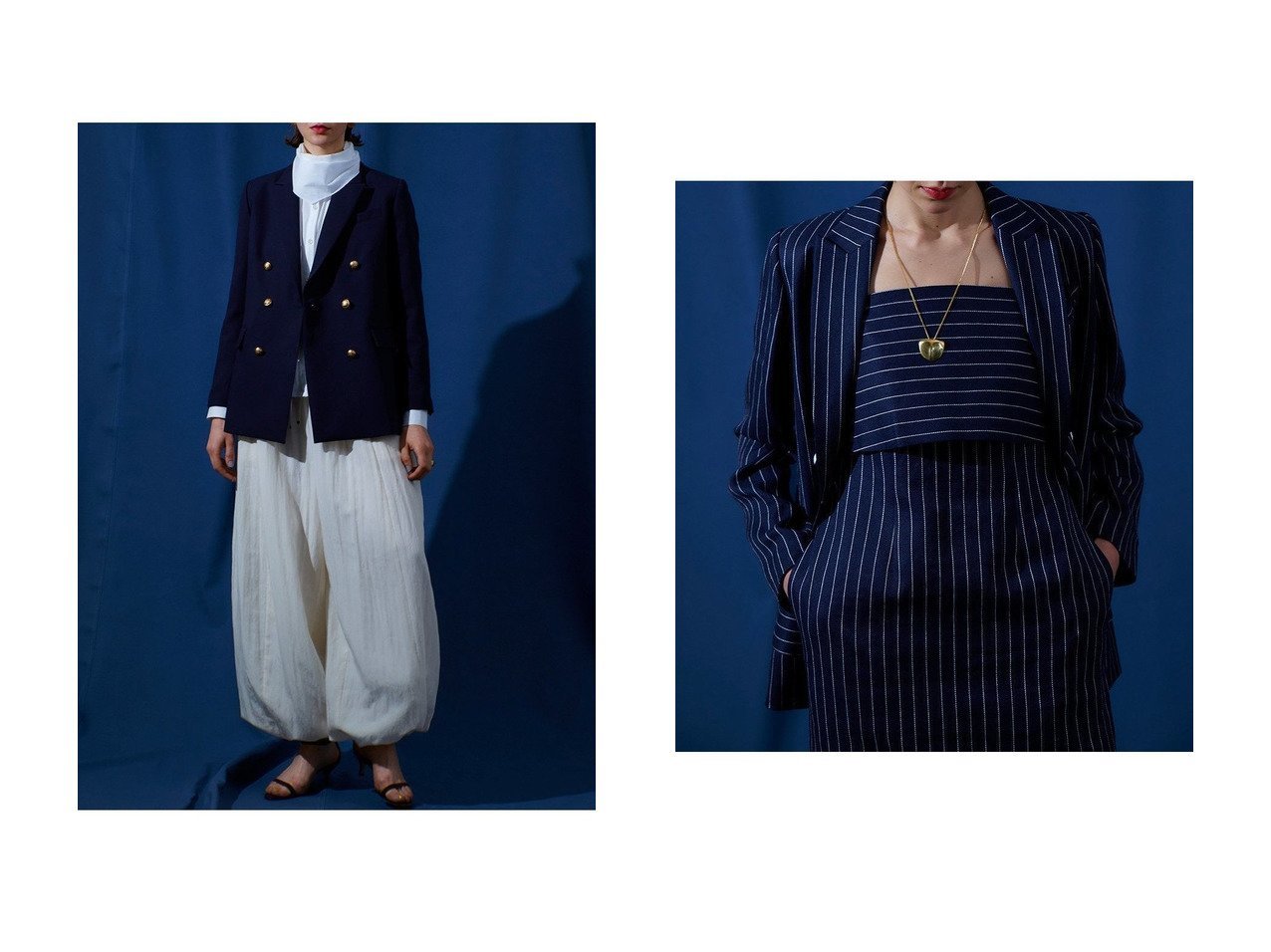 【端正さと品格を纏う】マットクロスとリネンストライプのダブルジャケットでつくる洗練トラッドスタイル allureville(アルアバイル)の通販
 おすすめ人気トレンドファッション通販アイテム インテリア・キッズ・メンズ・レディースファッション・服の通販 founy(ファニー) 　ファッション　Fashion　レディースファッション　Fashion for Women　アウター　Coat / Outerwear Collection　レディースジャケット・軽アウター　Jackets　2026年　2026　クール　Cool, Chic　ジャケット　Jacket, Outerwear　今季　This Season, Current Season　夏　Summer　春　Spring　S/S・春夏　SS, Spring/Summer, Warm Season　ブルー系　Blue　|ID:crp329100000226422