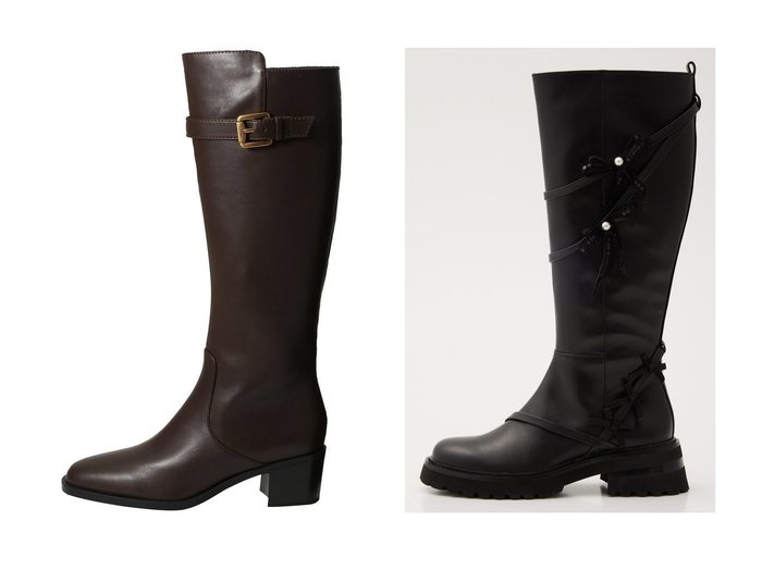 【個性を引き立てるリボンディテールのロングブーツと 上品さが際立つクラシカルなジョッキーロングブーツ】STACCATO(スタッカート)の通販
 おすすめ人気トレンドファッション通販アイテム 人気、トレンドファッション・服の通販 founy(ファニー) 　ファッション　Fashion　レディースファッション　Fashion for Women　スパンコール　Sequins, Sequin Embellishment　トリプル　Triple, Three Layers　パール　Pearl, Pearl Accent　リボン　Ribbon, Bow　ロング　Long, Long-Length　|ID:crp329100000226451