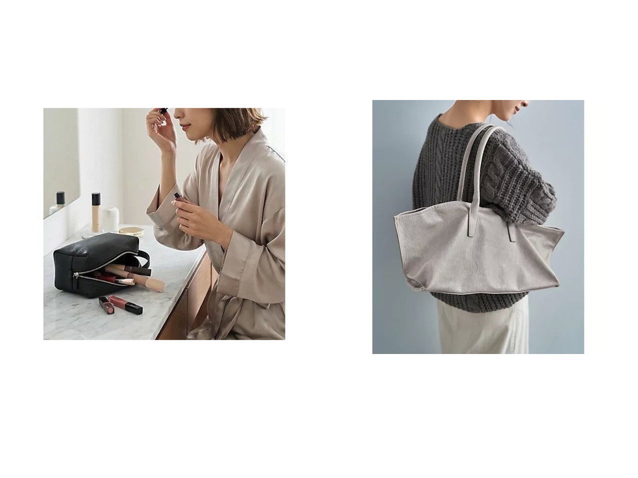 【横長フォルムとシボ感で洗練を楽しむ軽量トートバッグと上質な本革で日常から旅行まで活躍するコスメポーチ】STYLE DELI(スタイルデリ)の通販
 おすすめ人気トレンドファッション通販アイテム インテリア・キッズ・メンズ・レディースファッション・服の通販 founy(ファニー) 　ファッション　Fashion　レディースファッション　Fashion for Women　ポーチ&ミニバッグ　Pouches & Mini Bags　バッグ　Bags　シンプル　Simple, Minimal　フォルム　Silhouette, Form　ポーチ　Pouch, Small Case　リアル　Real, Realistic　おすすめ　Recommended / Our Picks　旅行　Travel　ブラウン系　Brown　ブラック系　Black　|ID:crp329100000226458