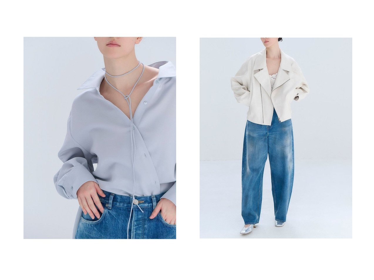 【透明感と光沢が映えるバックスリットシャツと、風合いで魅せるミディーウォッシュドデニムが叶える洗練カジュアル】STUNNING LURE(スタニングルアー)の通販
 おすすめ人気トレンドファッション通販アイテム インテリア・キッズ・メンズ・レディースファッション・服の通販 founy(ファニー) 　ファッション　Fashion　レディースファッション　Fashion for Women　トップス・カットソー　Cut & Sew Tops　シャツ・ブラウス・オフィスカジュアル　Elegant Blouses & Button-Ups　バッグ　Bags　パンツ　Pants & Trousers　デニムパンツ・ジーンズ・美脚デニム　Denim Jeans & Pants　2026年　2026　スリット　Slit, Slit Detail　スリーブ　Sleeve, Long Sleeve / Short Sleeve　モダン　Modern, Contemporary　ロング　Long, Long-Length　エレガント 上品　Elegant　夏　Summer　春　Spring　S/S・春夏　SS, Spring/Summer, Warm Season　ホワイト系　White　ベージュ系　Beige　ブルー系　Blue　|ID:crp329100000226467