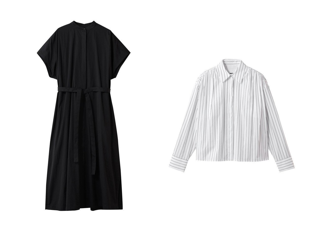 【ボリュームシルエットで着まわしを楽しめる洗練ドレスと、上質コットンでこなれ感を添えるロングスリーブシャツ】JIL SANDER(ジル サンダー)の通販
 おすすめ人気トレンドファッション通販アイテム インテリア・キッズ・メンズ・レディースファッション・服の通販 founy(ファニー) 　ファッション　Fashion　レディースファッション　Fashion for Women　ワンピース　Dresses　フォーマル・パーティードレス・結婚式用ドレス　Elegant & Casual Dresses　チュニック　Tunic Tops & Dresses　ベルト&ウエストマーク　Belts & Waist Accessories　トップス・カットソー　Cut & Sew Tops　シャツ・ブラウス・オフィスカジュアル　Elegant Blouses & Button-Ups　2026年　2026　スリット　Slit, Slit Detail　チュニック　Tunic, Long Top　ドレス　Dress, One-Piece　リボン　Ribbon, Bow　ロング　Long, Long-Length　夏　Summer　春　Spring　S/S・春夏　SS, Spring/Summer, Warm Season　ブラック系　Black　|ID:crp329100000226475