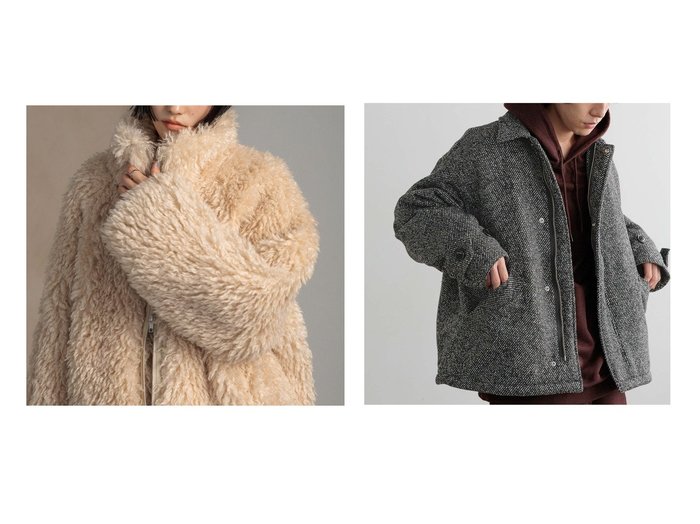 【季節感を高めるプードルファーブルゾンとツイードZIPブルゾン 温かさと存在感を兼ね備えた冬の主役アウター】LOWRYS FARM(ローリーズファーム)の通販
 おすすめ人気トレンドファッション通販アイテム 人気、トレンドファッション・服の通販 founy(ファニー) ファッション Fashion レディースファッション Fashion for Women アウター Coat / Outerwear Collection ブルゾンジャケット・スポーティアウター Blouson Jackets シンプル Simple, Minimal スウェット / スエット Sweatshirt, Sweatwear スタンド Stand Collar, Upright Stand フロント Front, Front Design ロング Long, Long-Length ワイド Wide, Wide Fit 軽量 Lightweight, Ultra Light 防寒 Cold Protection, Winter-Ready |ID:crp329100000226488