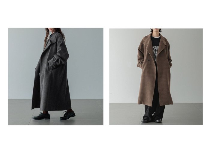 【ウールライク素材で暖かく着られるスタンドカラーコート バルーンスリーブが映える大人の上品アウター】LOWRYS FARM(ローリーズファーム)の通販
 おすすめ人気トレンドファッション通販アイテム 人気、トレンドファッション・服の通販 founy(ファニー) ファッション Fashion レディースファッション Fashion for Women アウター Coat / Outerwear Collection コート・ロングコート・ピーコート Long Coats, Peacoats & More スタンド Stand Collar, Upright Stand スリーブ Sleeve, Long Sleeve / Short Sleeve ダブル Double, Double-Breasted バルーン Balloon, Balloon Silhouette フェイス Face, Facial Design フロント Front, Front Design マフラー Scarf, Muffler 防寒 Cold Protection, Winter-Ready |ID:crp329100000226489