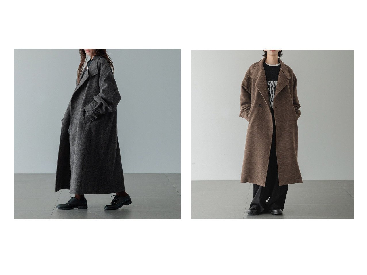 【ウールライク素材で暖かく着られるスタンドカラーコート バルーンスリーブが映える大人の上品アウター】LOWRYS FARM(ローリーズファーム)の通販
 おすすめ人気トレンドファッション通販アイテム インテリア・キッズ・メンズ・レディースファッション・服の通販 founy(ファニー) 　ファッション　Fashion　レディースファッション　Fashion for Women　アウター　Coat / Outerwear Collection　コート・ロングコート・ピーコート　Long Coats, Peacoats & More　スタンド　Stand Collar, Upright Stand　スリーブ　Sleeve, Long Sleeve / Short Sleeve　ダブル　Double, Double-Breasted　バルーン　Balloon, Balloon Silhouette　フェイス　Face, Facial Design　フロント　Front, Front Design　マフラー　Scarf, Muffler　防寒　Cold Protection, Winter-Ready　グレー系　Gray　ブラック系　Black　ブラウン系　Brown　|ID:crp329100000226489