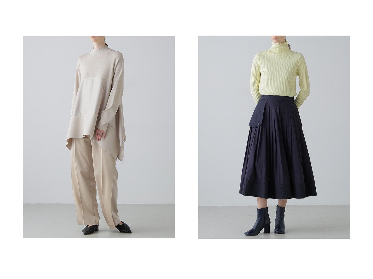 異素材切り替えと立体感で装いに奥行きを添える ニットトップスとプリーツニット 上品なバランスが魅力 ADORE(アドーア)の通販
 おすすめ人気トレンドファッション通販アイテム インテリア・キッズ・メンズ・レディースファッション・服の通販 founy(ファニー) 　ファッション　Fashion　レディースファッション　Fashion for Women　トップス・カットソー　Cut & Sew Tops　ニット　Knit Tops & Sweaters　カジュアルプルオーバー・ニットトップス　Pullovers & Knit Tops / Casual Pullovers　インナー　Innerwear　コンビ　Combo, Combination Style　サテン　Satin, Glossy Fabric　センター　Center, Center Line　バランス　Balance, Style Balance　リラックス　Relax, Relaxed Fit　新作・新入荷　New Arrivals / New In　ブラック系　Black　ベージュ系　Beige　グレー系　Gray　イエロー系　Yellow　|ID:crp329100000226494