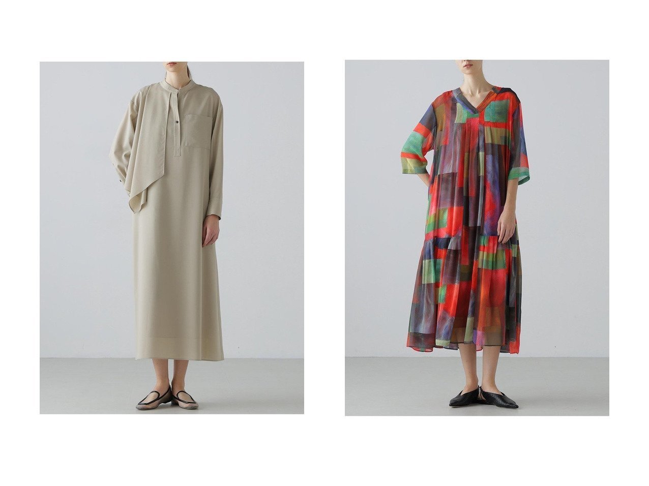 ドライな質感と華やかな表情で大人の佇まいを演出する ワンピースドレス 日常からきれいめまで映える一着 ADORE(アドーア)の通販
 おすすめ人気トレンドファッション通販アイテム インテリア・キッズ・メンズ・レディースファッション・服の通販 founy(ファニー) 　ファッション　Fashion　レディースファッション　Fashion for Women　ワンピース　Dresses　チュニック　Tunic Tops & Dresses　アシンメトリー　Asymmetrical Style　ストレッチ　Stretch, Stretchy Fabric　チュニック　Tunic, Long Top　ドレス　Dress, One-Piece　ドレープ　Drape, Draping Fabric　リラックス　Relax, Relaxed Fit　ロング　Long, Long-Length　新作・新入荷　New Arrivals / New In　ベージュ系　Beige　|ID:crp329100000226499