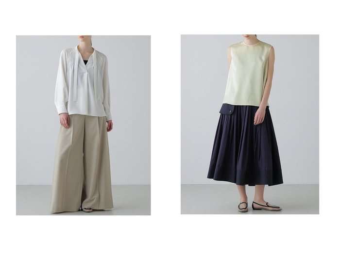 ピンタックが映えるジョーゼットと艶感が美しいサテンのブラウス 上品な立体感で装いを整える ADORE(アドーア)の通販
 おすすめ人気トレンドファッション通販アイテム 人気、トレンドファッション・服の通販 founy(ファニー) ファッション Fashion レディースファッション Fashion for Women トップス・カットソー Cut & Sew Tops シャツ・ブラウス・オフィスカジュアル Elegant Blouses & Button-Ups バッグ Bags キャミソール&ノースリーブ Camisoles & Sleeveless Tops サテン Satin, Glossy Fabric ジョーゼット Georgette, Semi-Sheer Fabric ストレッチ Stretch, Stretchy Fabric スリーブ Sleeve, Long Sleeve / Short Sleeve フレア Flare, Flared ロング Long, Long-Length エレガント 上品 Elegant 新作・新入荷 New Arrivals / New In |ID:crp329100000226504