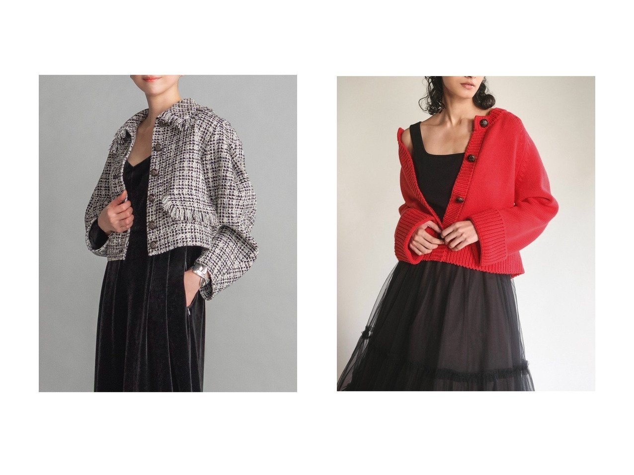 【洗える上質素材で装いを格上げするツイードジャケットと軽やかな着心地のニットカーディガン】DAISY LIN(デイジーリン)の通販
 おすすめ人気トレンドファッション通販アイテム インテリア・キッズ・メンズ・レディースファッション・服の通販 founy(ファニー) 　ファッション　Fashion　レディースファッション　Fashion for Women　アウター　Coat / Outerwear Collection　レディースジャケット・軽アウター　Jackets　トップス・カットソー　Cut & Sew Tops　ニット　Knit Tops & Sweaters　カーディガン・羽織り　Layered Style Cardigans　インナー　Innerwear　ウォッシャブル　Machine Washable　エレガント 上品　Elegant　洗える　Machine Washable　秋　Autumn　クラシカル　Classical, Vintage-Inspired　ジャケット　Jacket, Outerwear　スタイリッシュ　Stylish, Fashionable　ツイード　Twill, Twill Weave　定番　Standard, Basic Item　フリンジ　Fringe, Tassel　ポケット　Pocket, Pocket Detail　モダン　Modern, Contemporary　冬　Winter / This Winter　新作・新入荷　New Arrivals / New In　グレー系　Gray　ホワイト系　White　ブラック系　Black　ブラウン系　Brown　オレンジ系　Orange　|ID:crp329100000226520