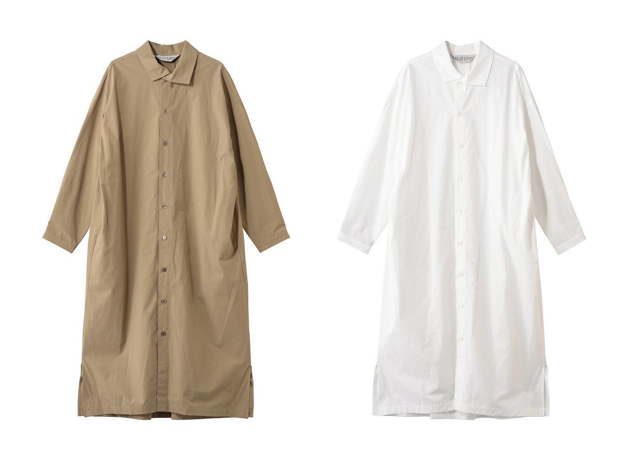 【ロングシーズン着まわせる ワークシャツデザインが映えるオーバーシルエットのシャツワンピース】MidiUmi(ミディウミ)の通販
 おすすめ人気トレンドファッション通販アイテム インテリア・キッズ・メンズ・レディースファッション・服の通販 founy(ファニー) 　ファッション　Fashion　レディースファッション　Fashion for Women　ワンピース　Dresses　チュニック　Tunic Tops & Dresses　2026年　2026　スリット　Slit, Slit Detail　チュニック　Tunic, Long Top　デニム　Denim, Jeans Material　レギンス　Leggings, Stretch Pants　ロング　Long, Long-Length　ワーク　Workwear, Utility Style　夏　Summer　春　Spring　S/S・春夏　SS, Spring/Summer, Warm Season　ホワイト系　White　ベージュ系　Beige　|ID:crp329100000226524